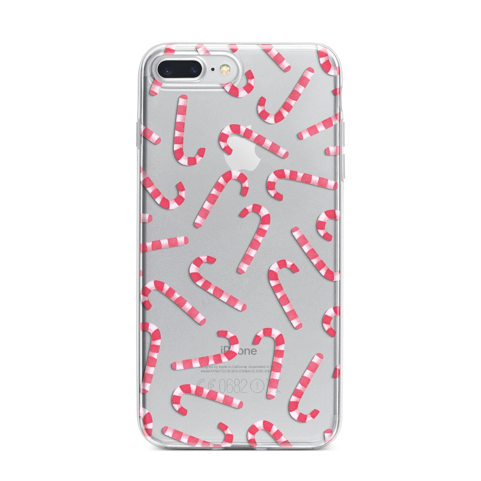 Christmas Candy Cane iPhone 7 Plus Bumper Case on Silver iPhone