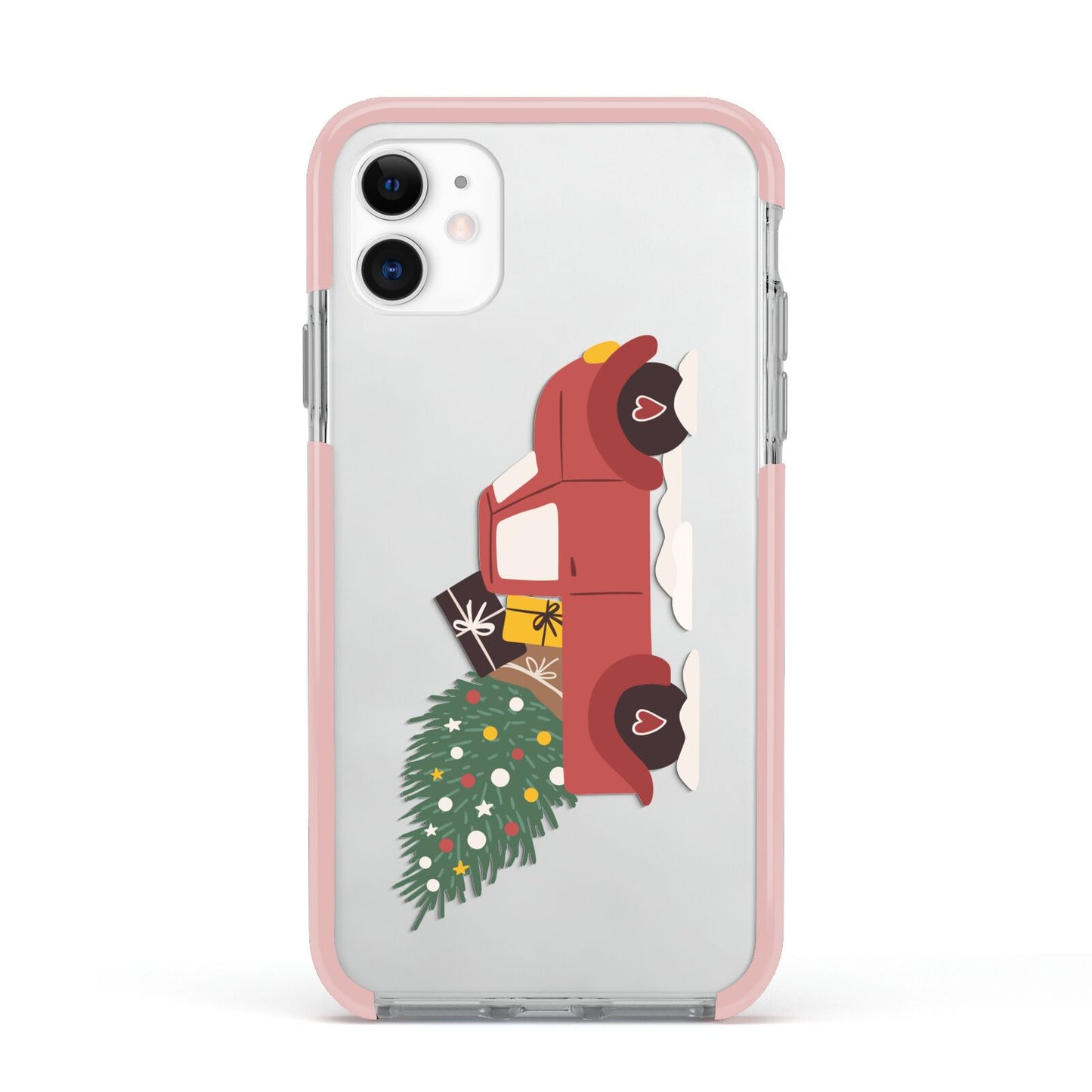 Christmas Car Apple iPhone 11 in White with Pink Impact Case