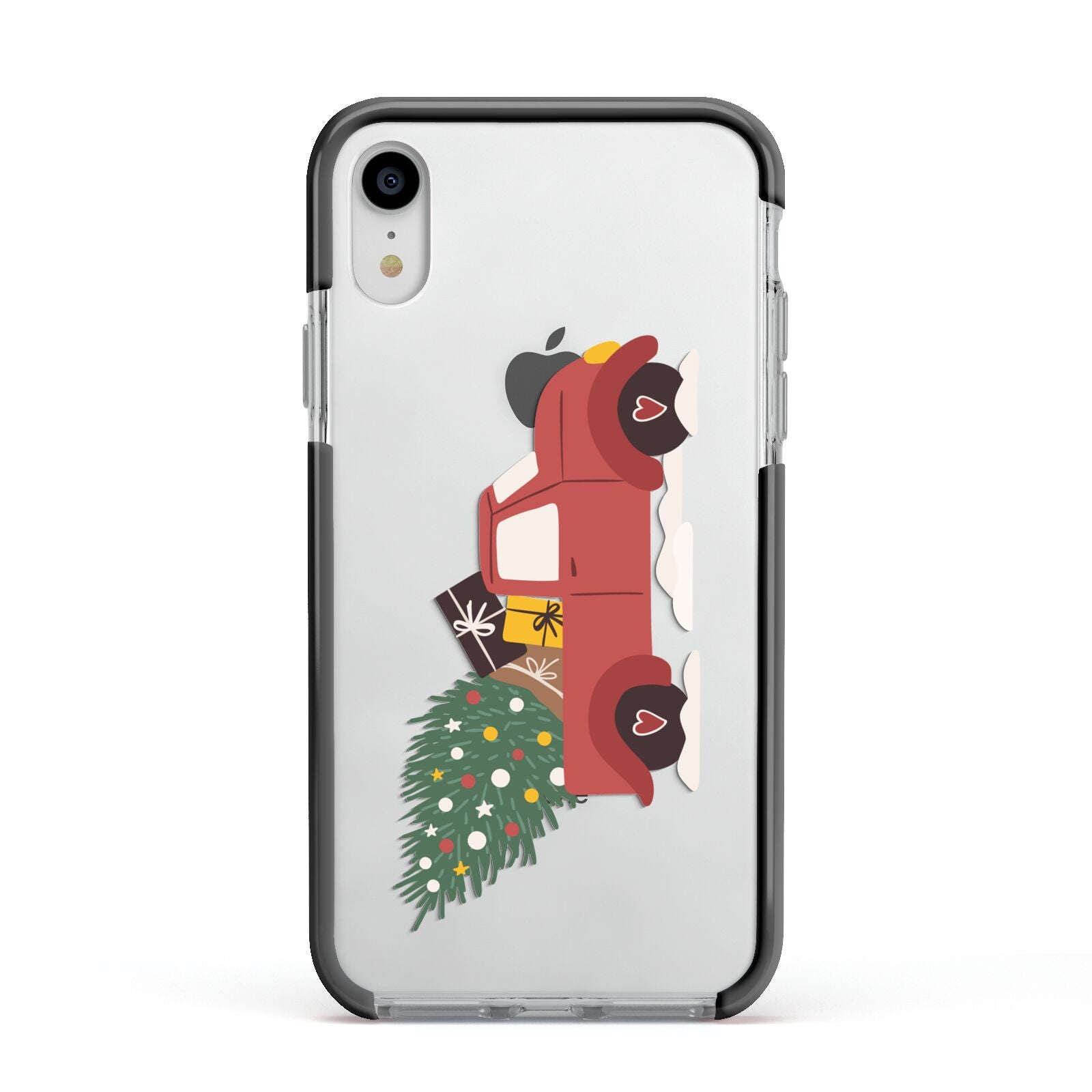 Christmas Car Apple iPhone XR Impact Case Black Edge on Silver Phone