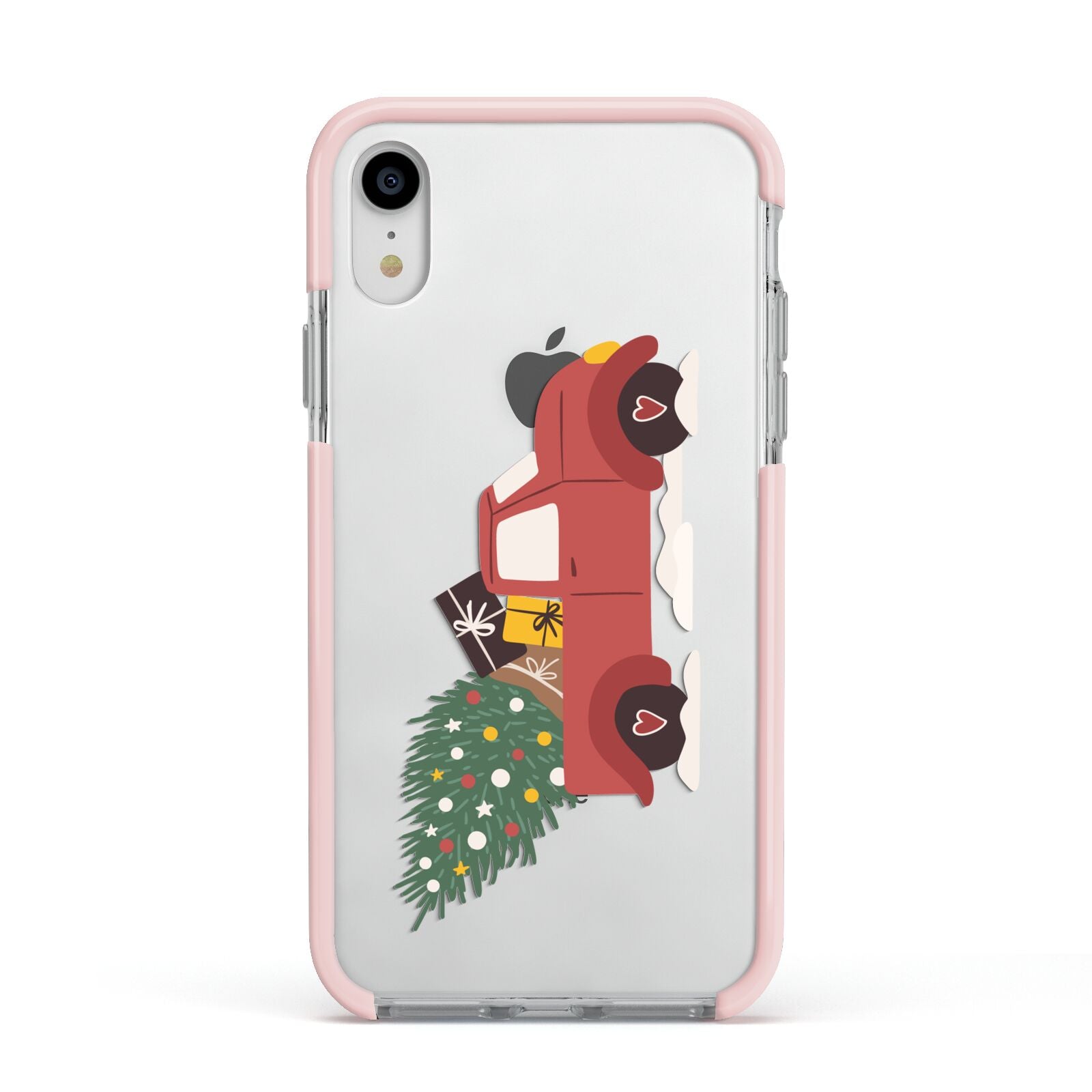 Christmas Car Apple iPhone XR Impact Case Pink Edge on Silver Phone