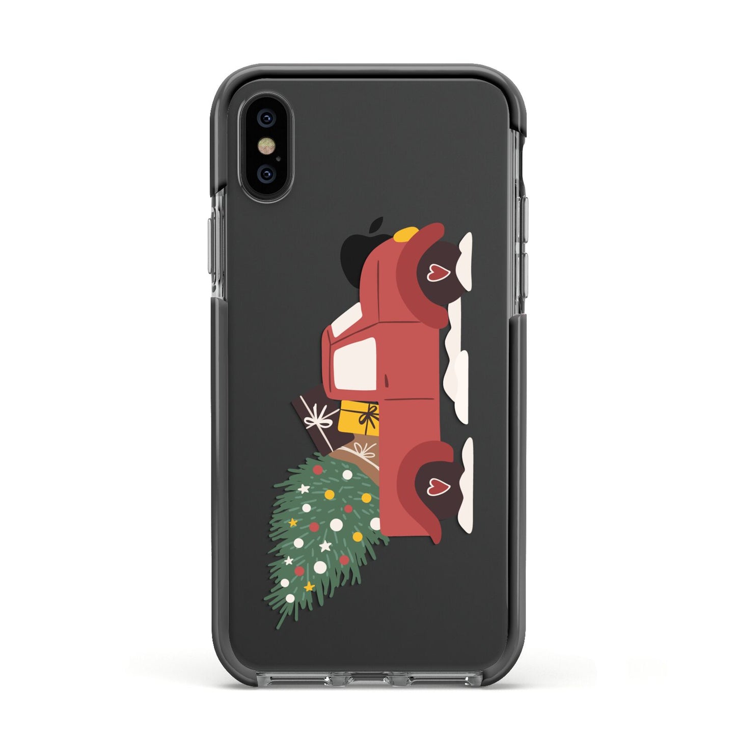 Christmas Car Apple iPhone Xs Impact Case Black Edge on Black Phone