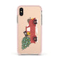 Christmas Car Apple iPhone Xs Impact Case Pink Edge on Gold Phone