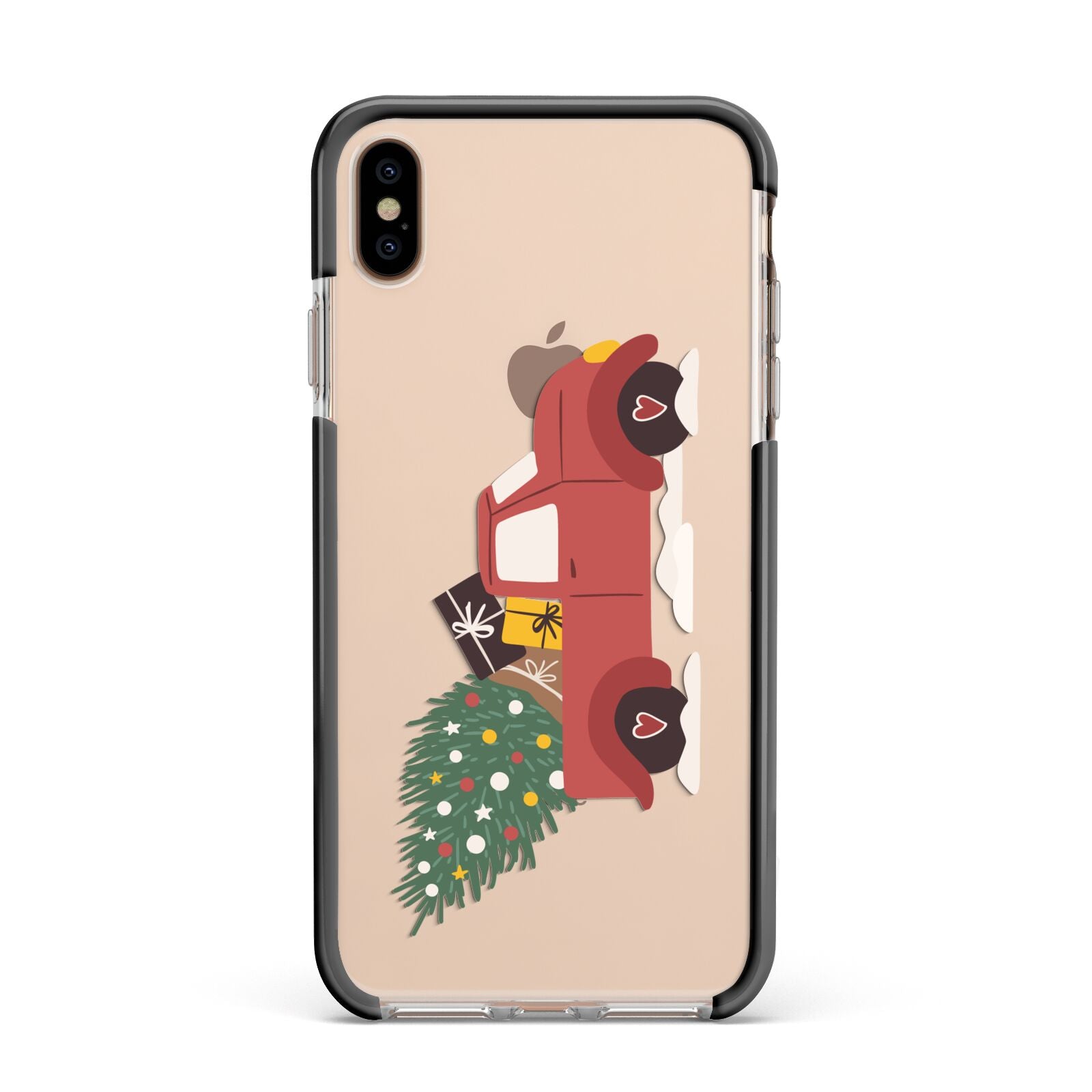 Christmas Car Apple iPhone Xs Max Impact Case Black Edge on Gold Phone