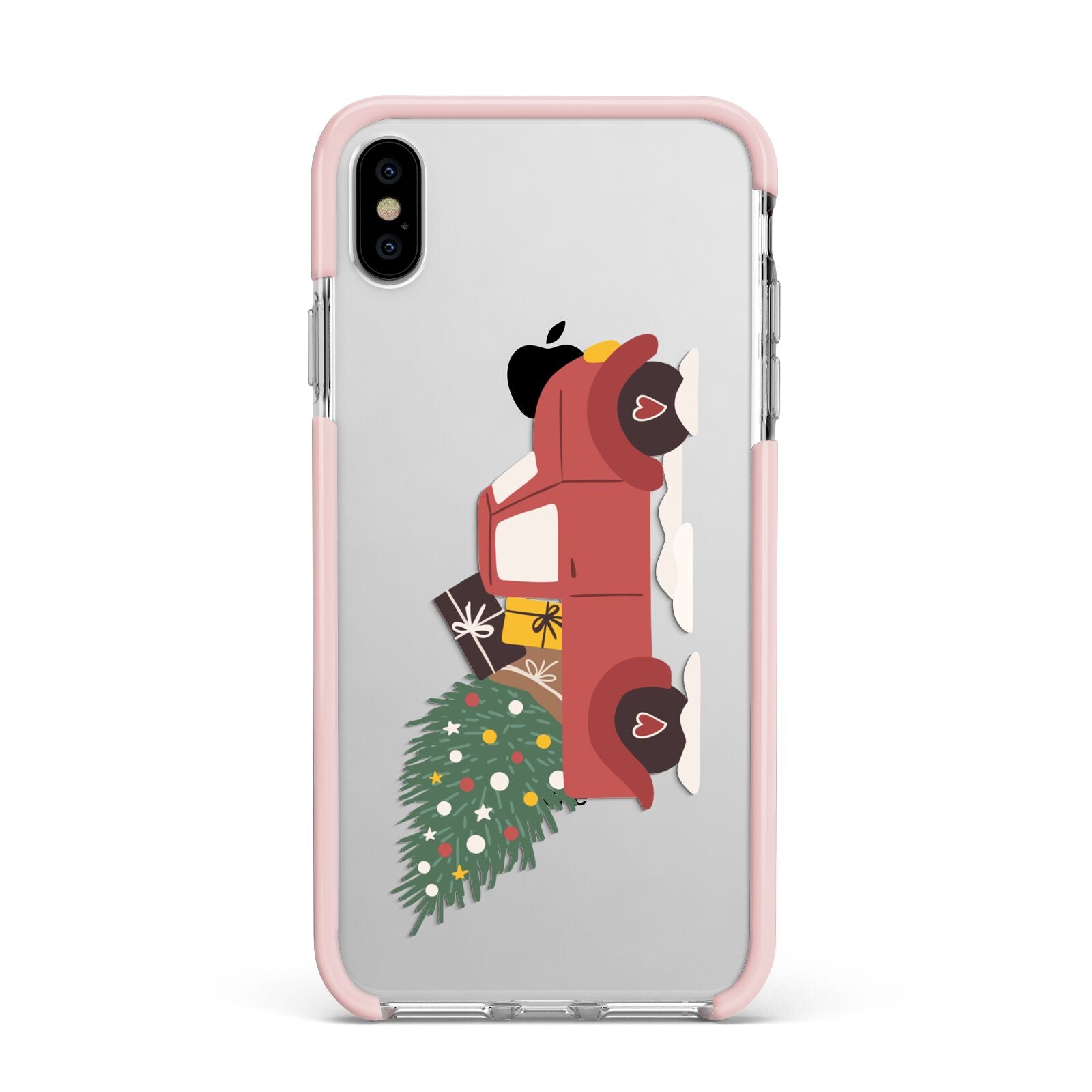 Christmas Car Apple iPhone Xs Max Impact Case Pink Edge on Silver Phone