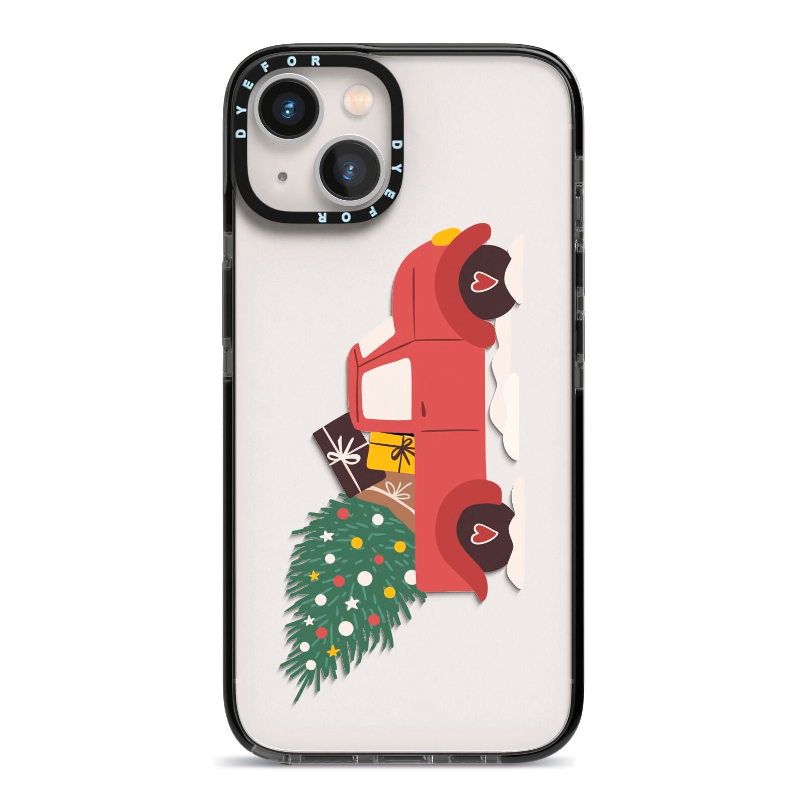 Christmas Car iPhone 13 Black Impact Case on Silver phone
