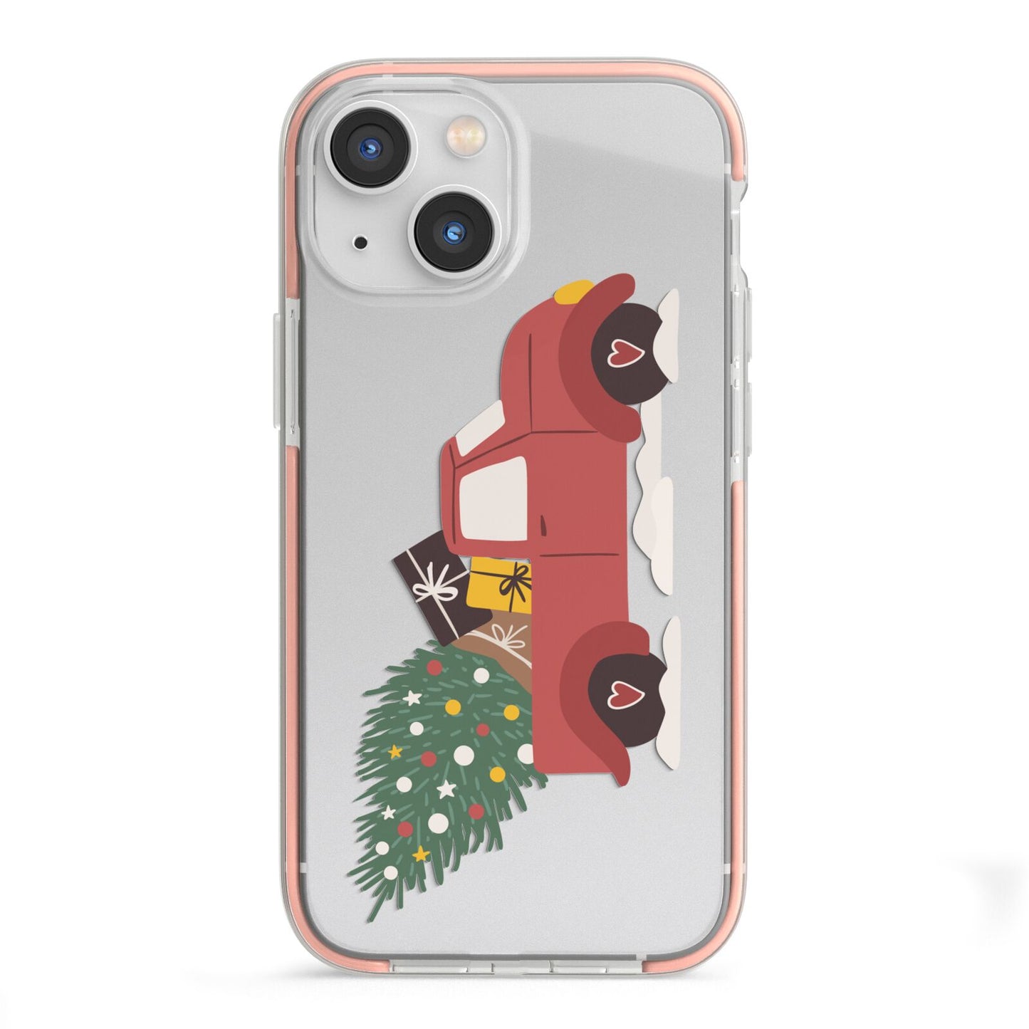 Christmas Car iPhone 13 Mini TPU Impact Case with Pink Edges