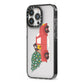 Christmas Car iPhone 13 Pro Black Impact Case Side Angle on Silver phone