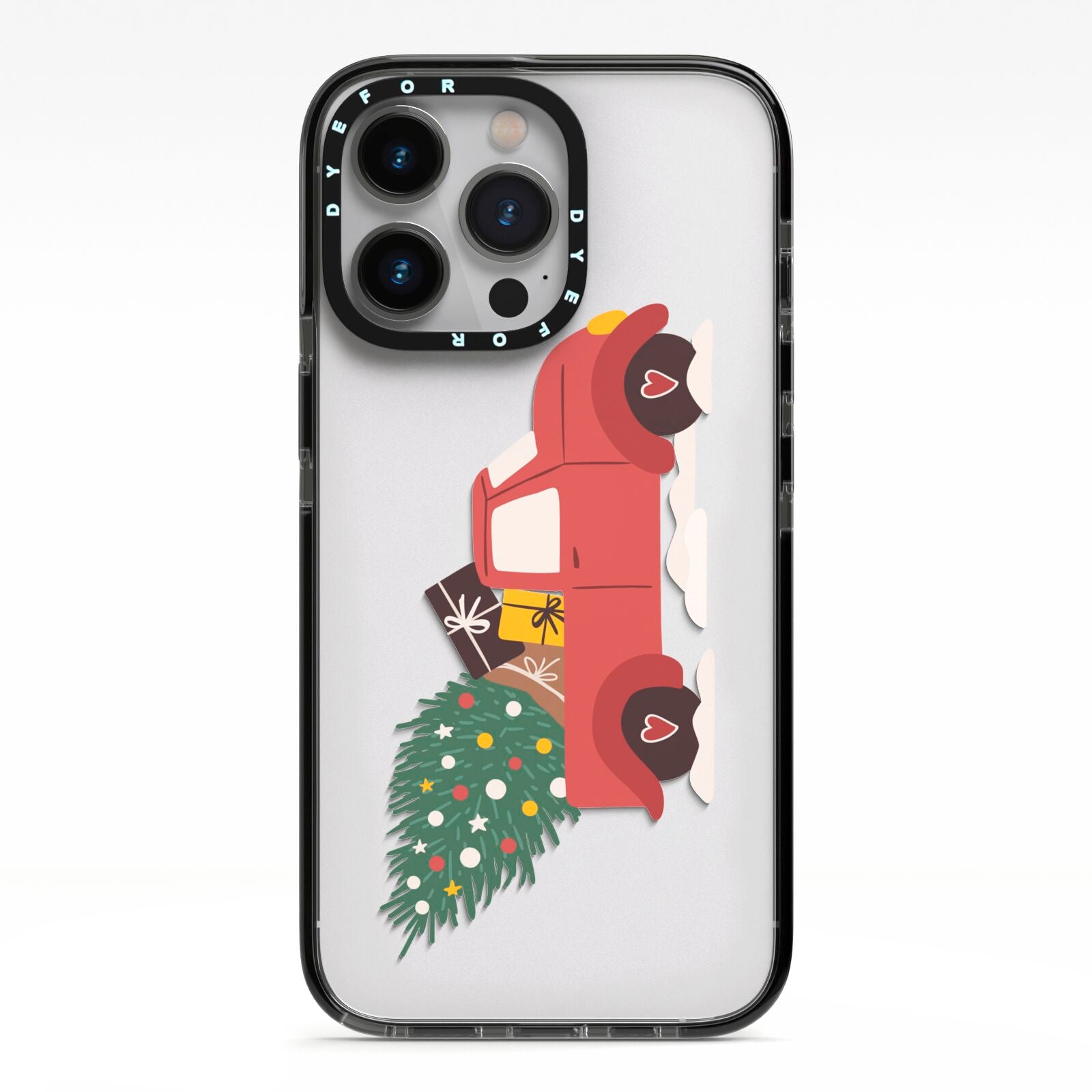 Christmas Car iPhone 13 Pro Black Impact Case on Silver phone
