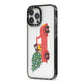 Christmas Car iPhone 13 Pro Max Black Impact Case Side Angle on Silver phone