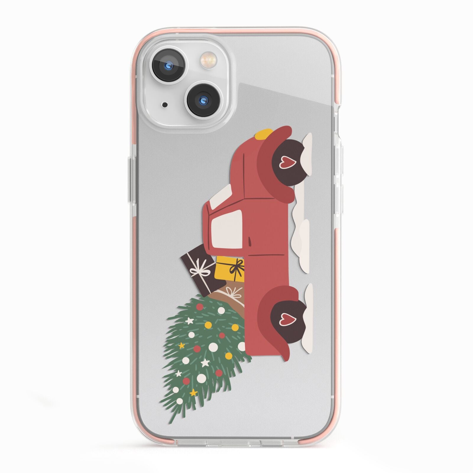 Christmas Car iPhone 13 TPU Impact Case with Pink Edges