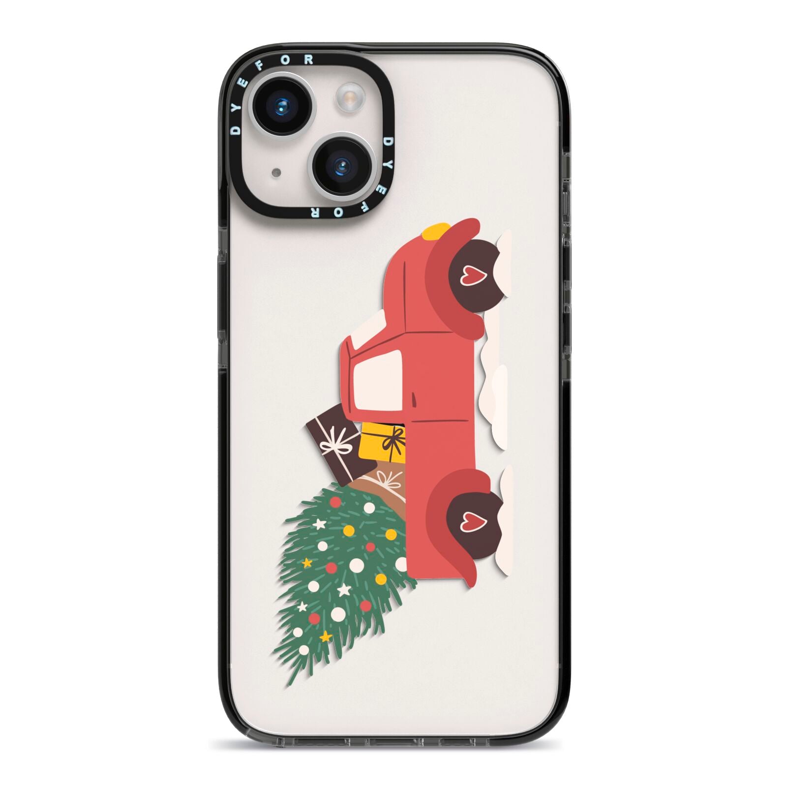 Christmas Car iPhone 14 Black Impact Case on Silver phone