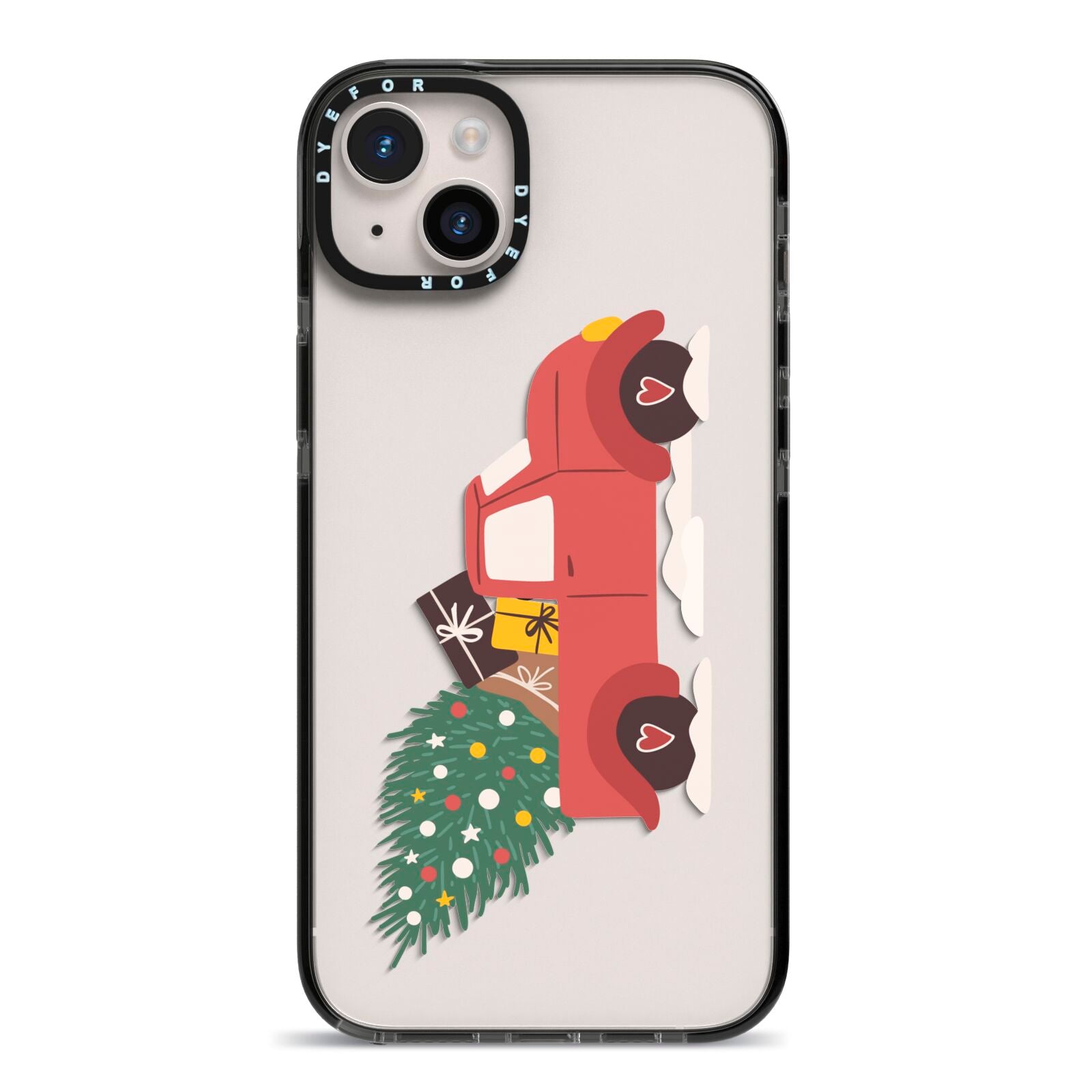 Christmas Car iPhone 14 Plus Black Impact Case on Silver phone