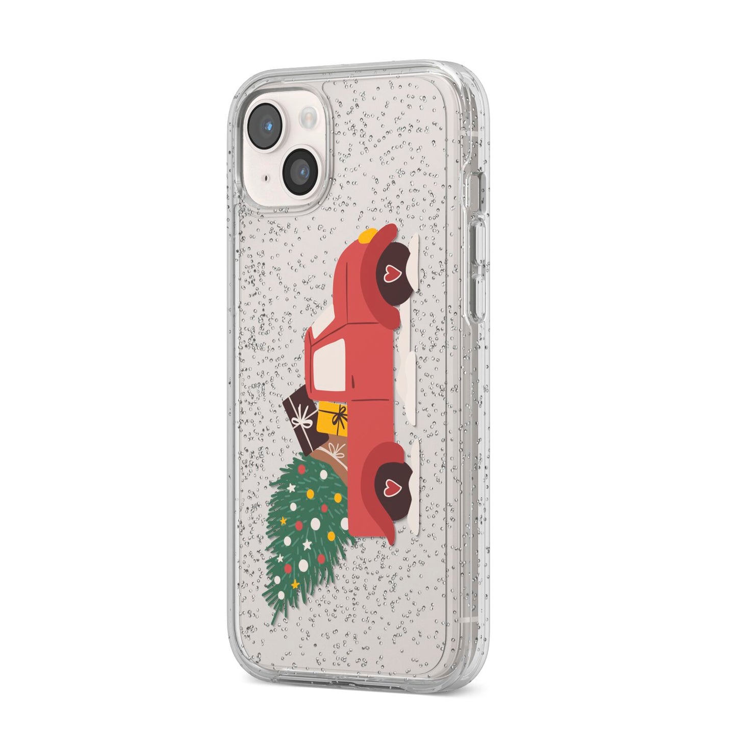 Christmas Car iPhone 14 Plus Glitter Tough Case Starlight Angled Image