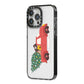 Christmas Car iPhone 14 Pro Max Black Impact Case Side Angle on Silver phone