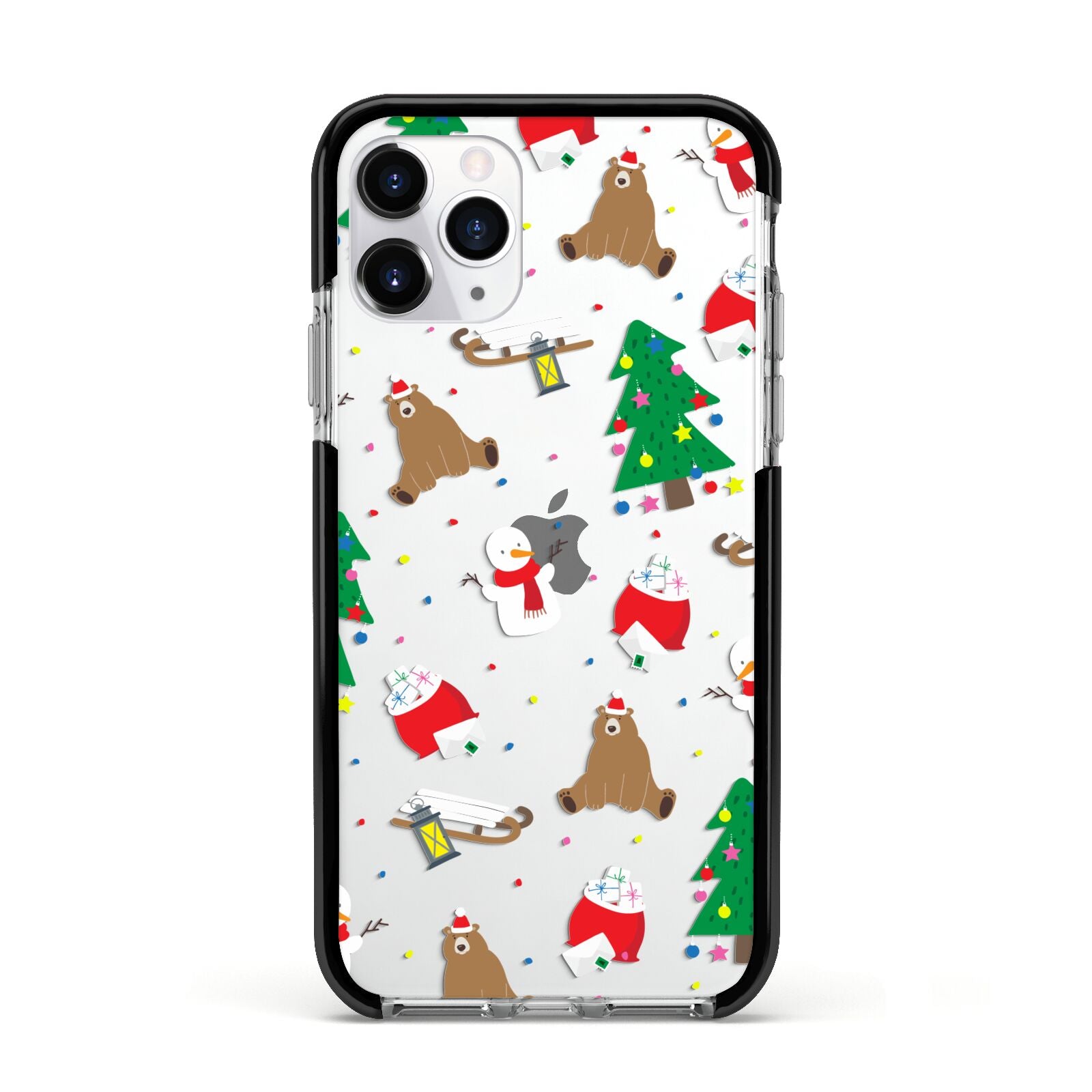 Christmas Clear Apple iPhone 11 Pro in Silver with Black Impact Case
