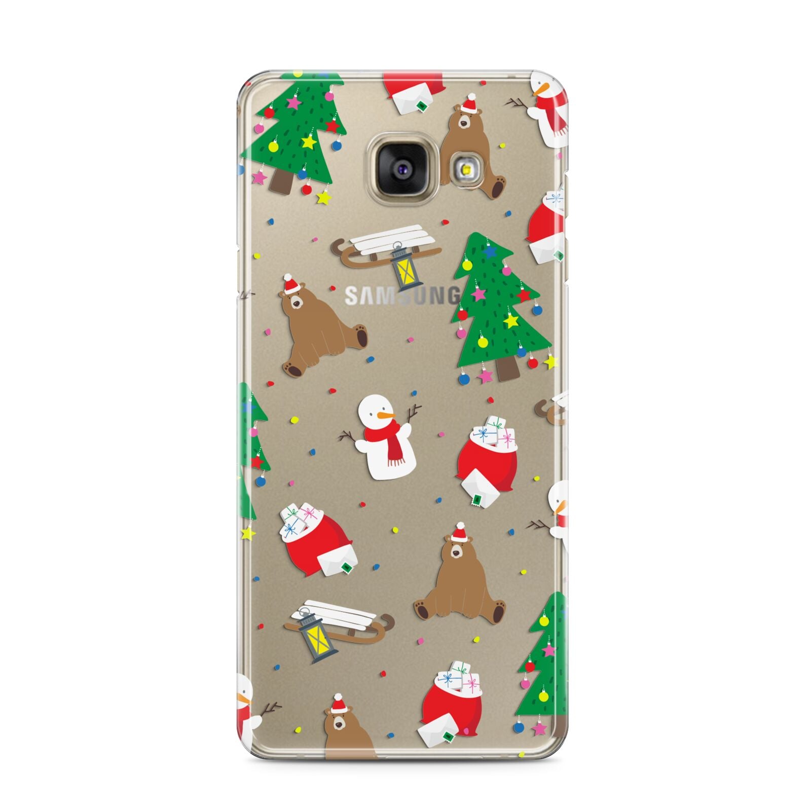 Christmas Clear Samsung Galaxy A3 2016 Case on gold phone