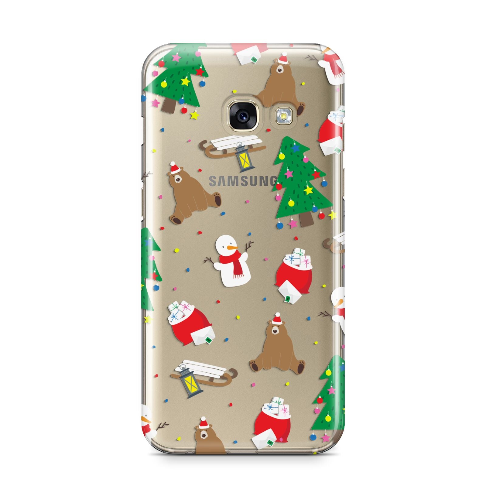 Christmas Clear Samsung Galaxy A3 2017 Case on gold phone