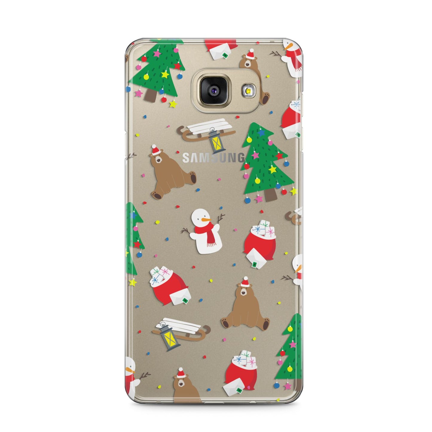 Christmas Clear Samsung Galaxy A5 2016 Case on gold phone