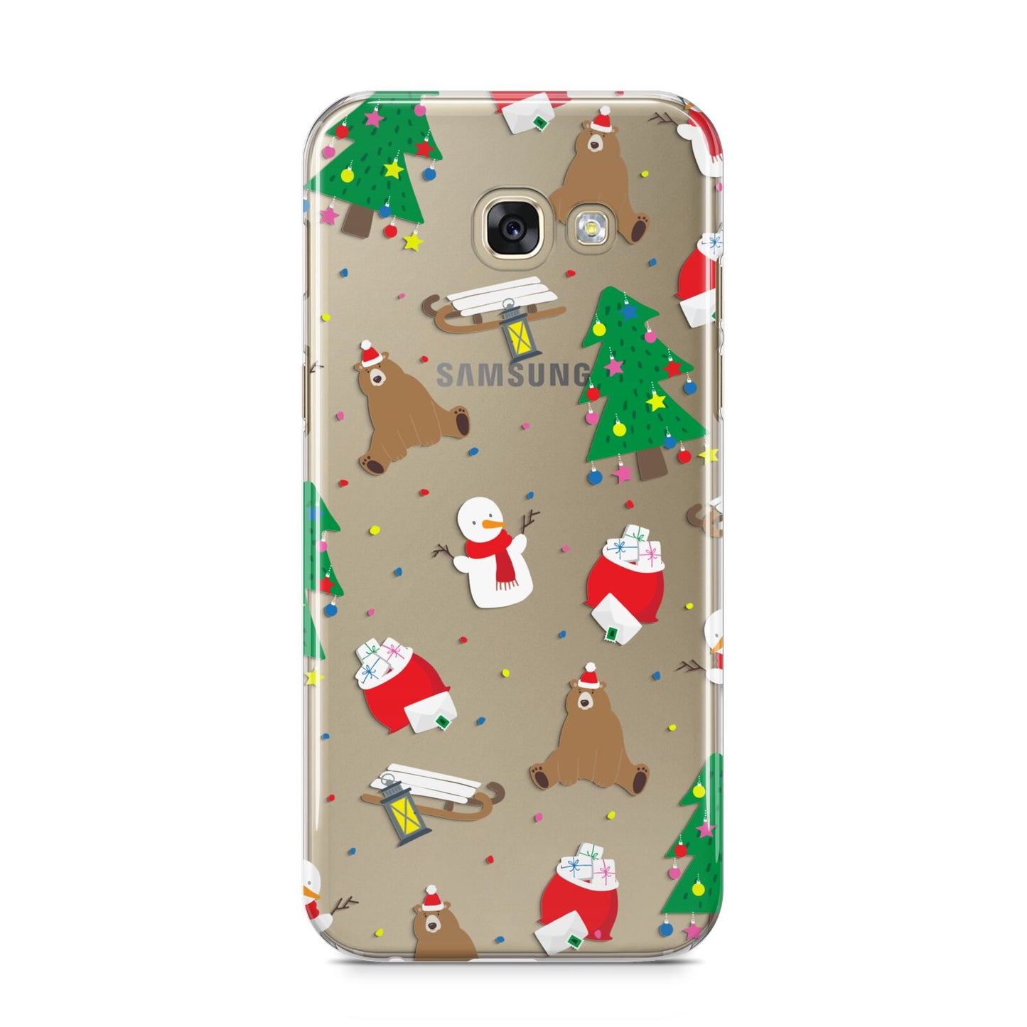 Christmas Clear Samsung Galaxy A5 2017 Case on gold phone