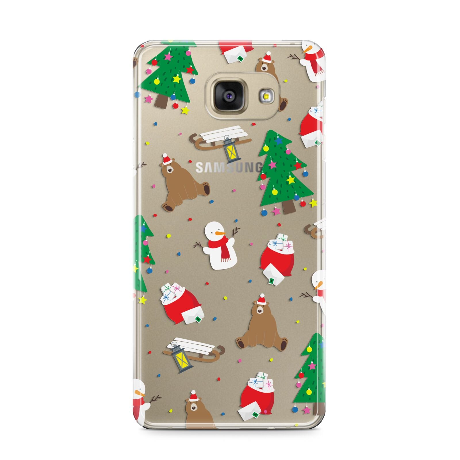 Christmas Clear Samsung Galaxy A9 2016 Case on gold phone