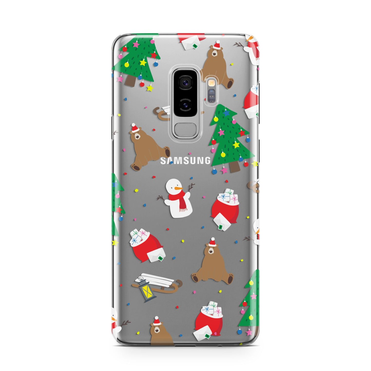 Christmas Clear Samsung Galaxy S9 Plus Case on Silver phone