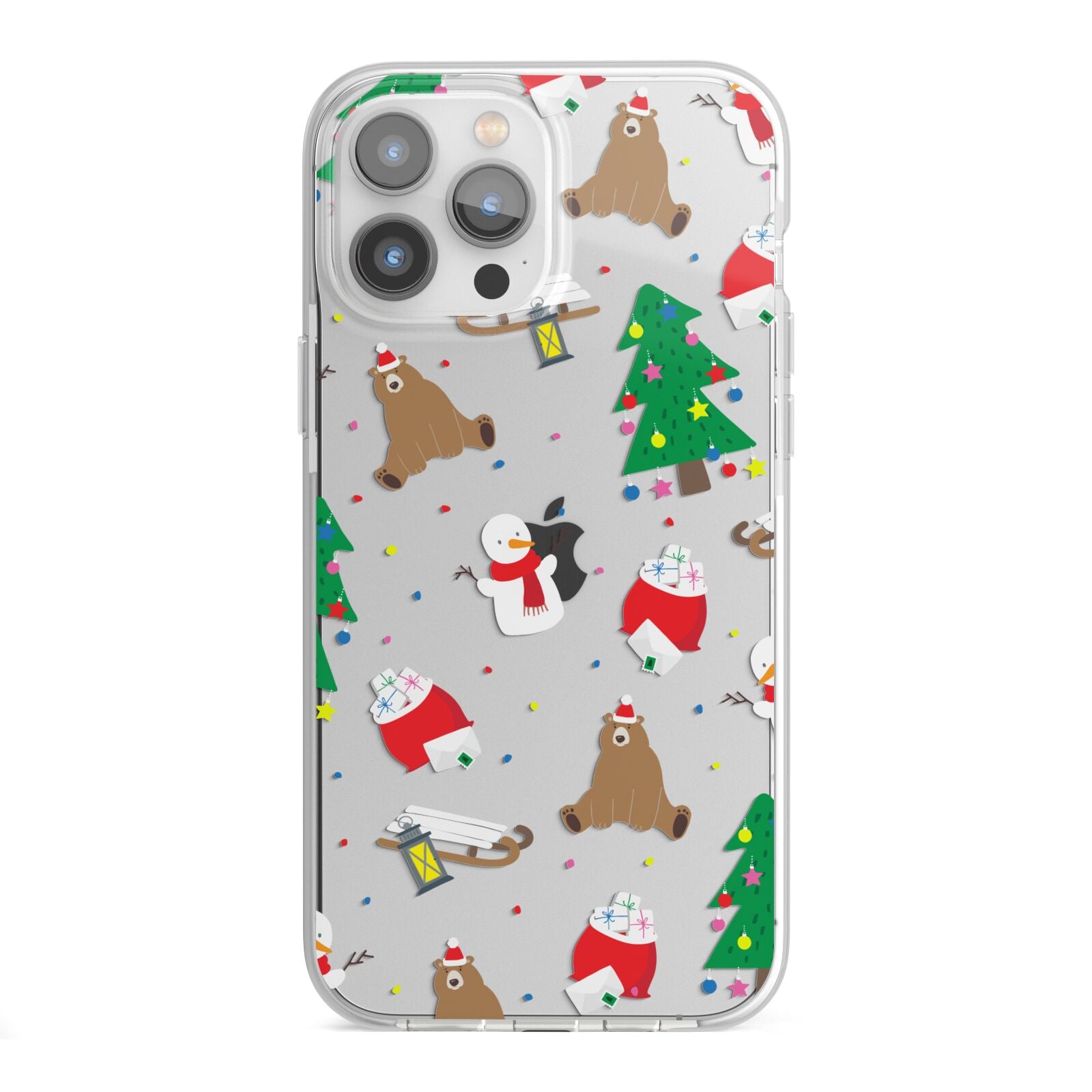 Christmas Clear iPhone 13 Pro Max TPU Impact Case with White Edges