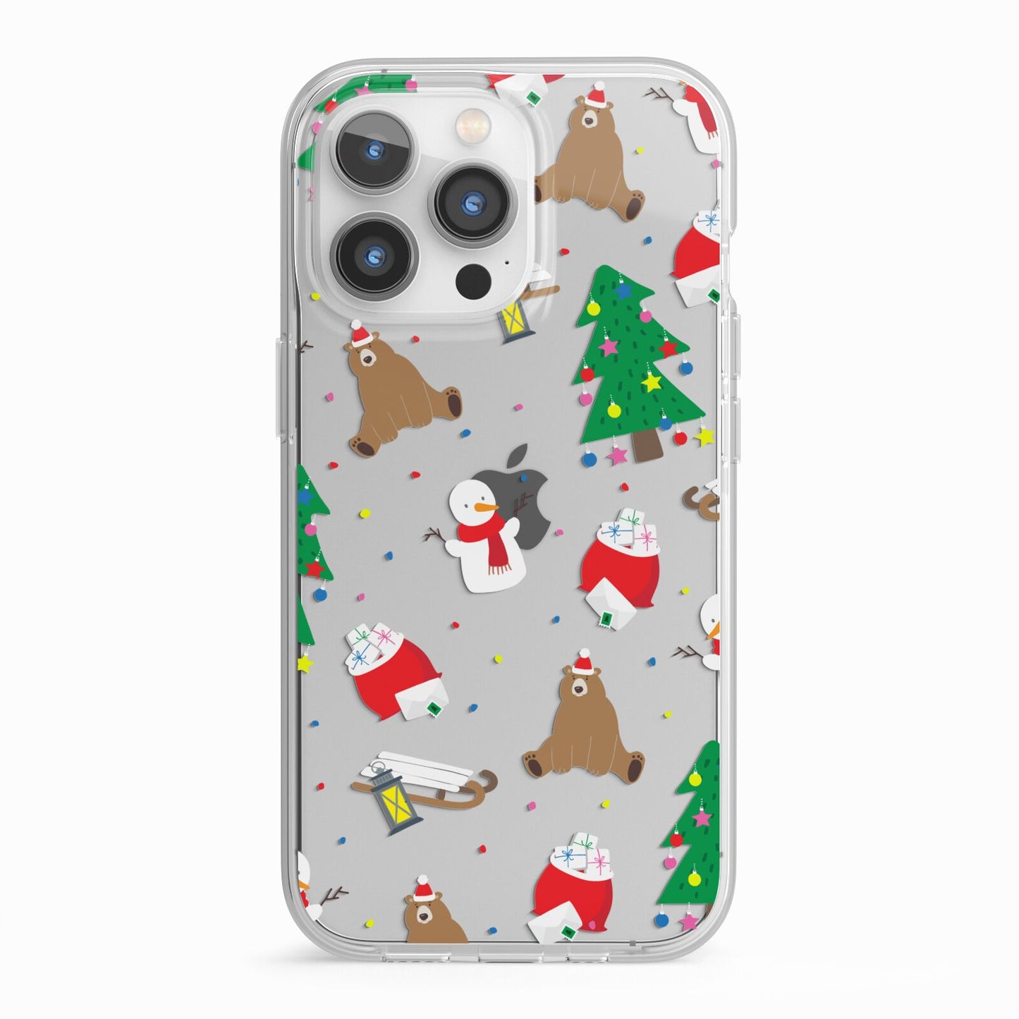 Christmas Clear iPhone 13 Pro TPU Impact Case with White Edges