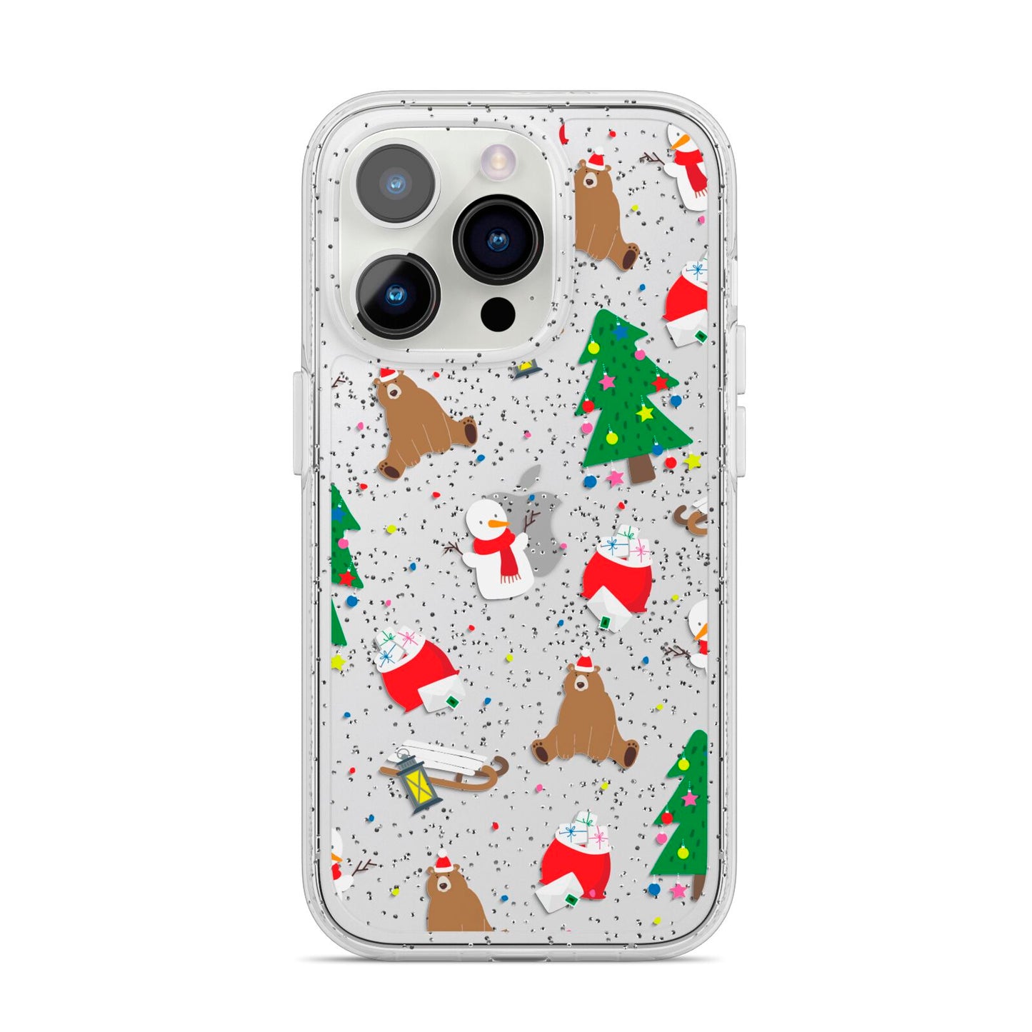 Christmas Clear iPhone 14 Pro Glitter Tough Case Silver