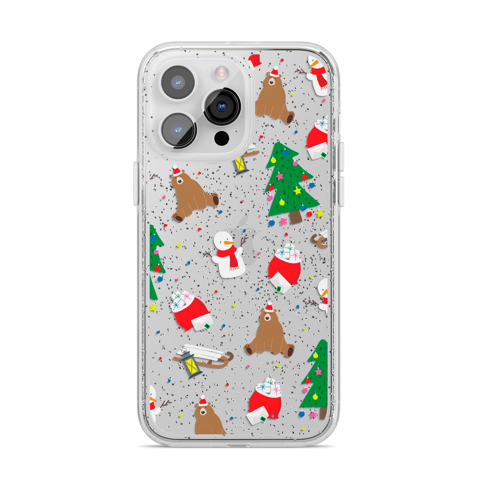 Christmas Clear iPhone 14 Pro Max Glitter Tough Case Silver