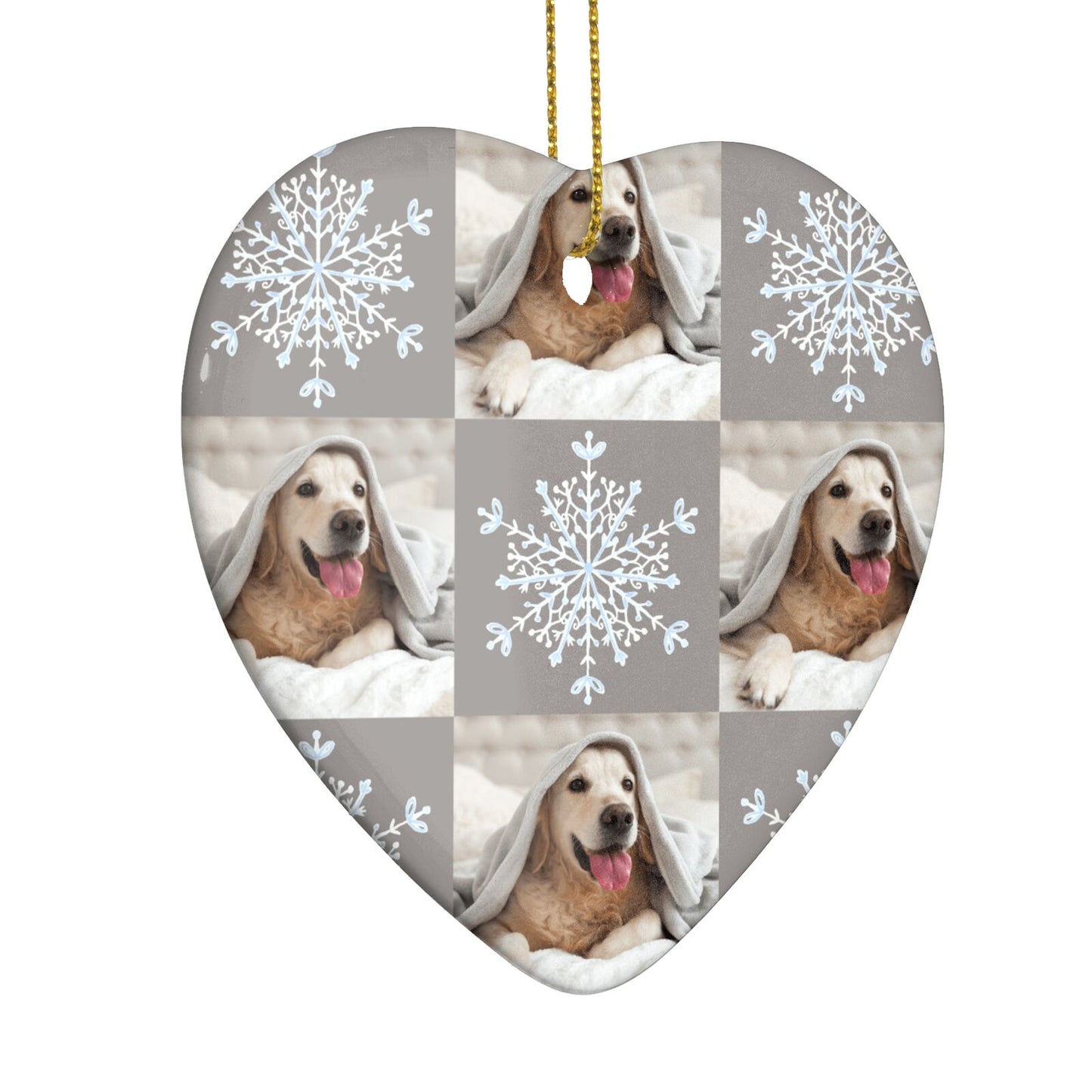 Christmas Dog Photo Heart Decoration Side Angle