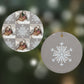 Christmas Dog Photo Round Decoration on Christmas Background