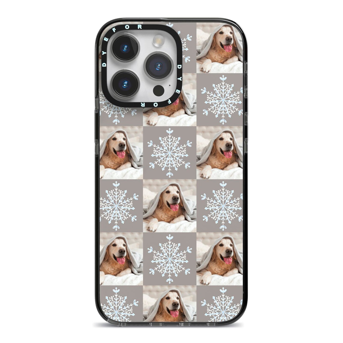 Christmas Dog Photo iPhone 14 Pro Max Black Impact Case on Silver phone