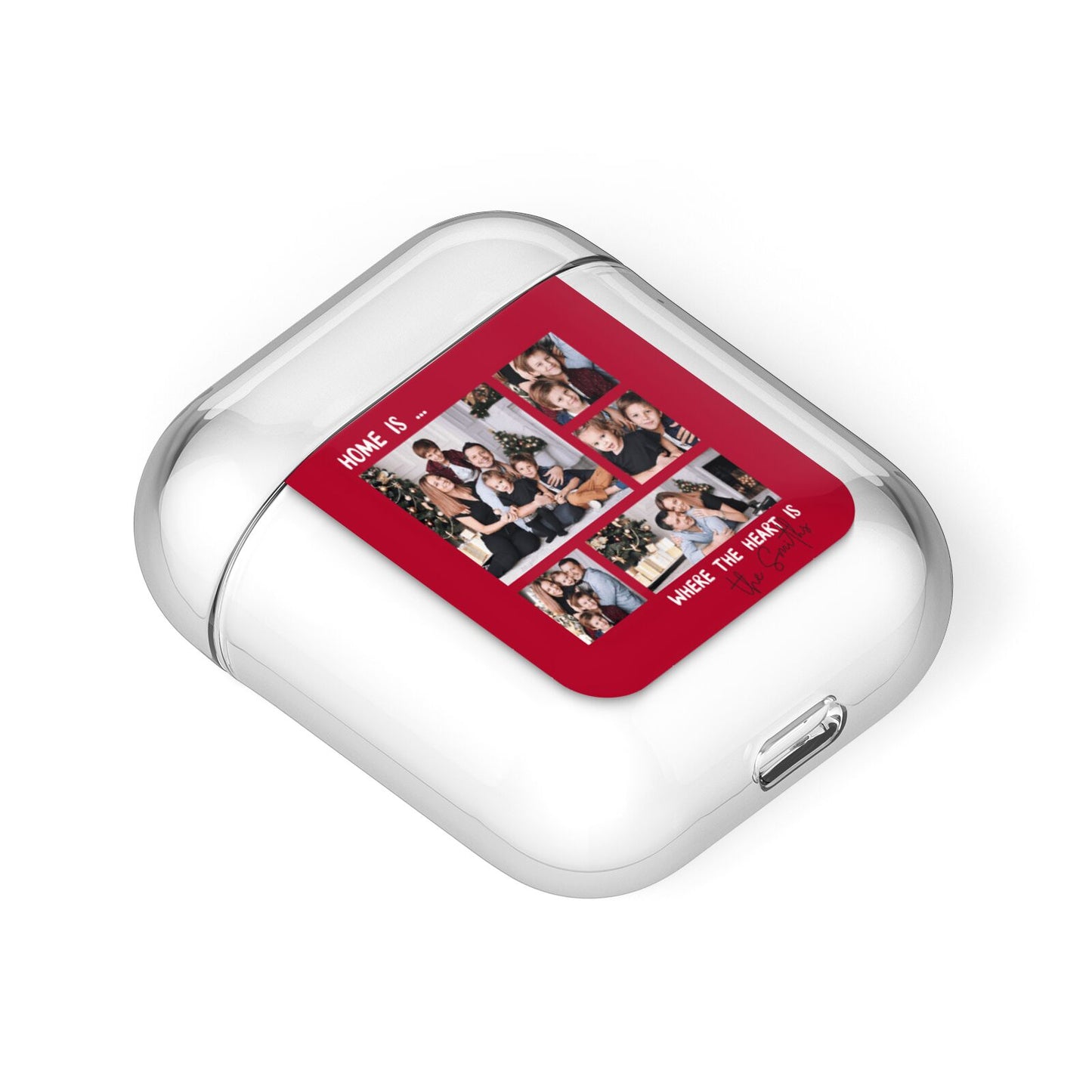 Christmas Family Photo Personalised AirPods Case Laid Flat