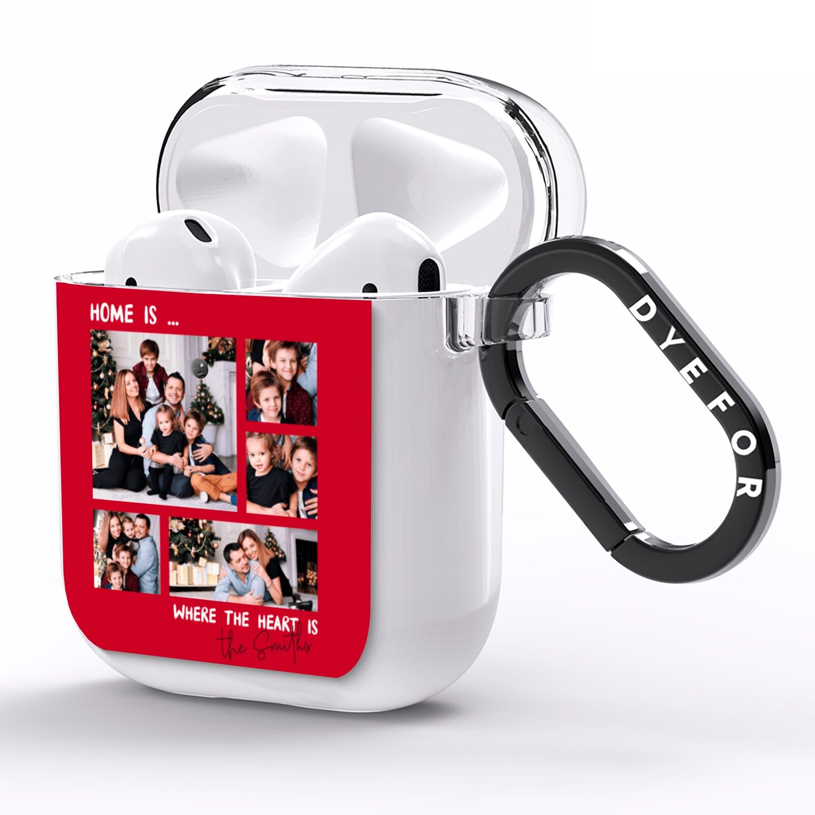 Christmas Family Photo Personalised AirPods Clear Case Side Image