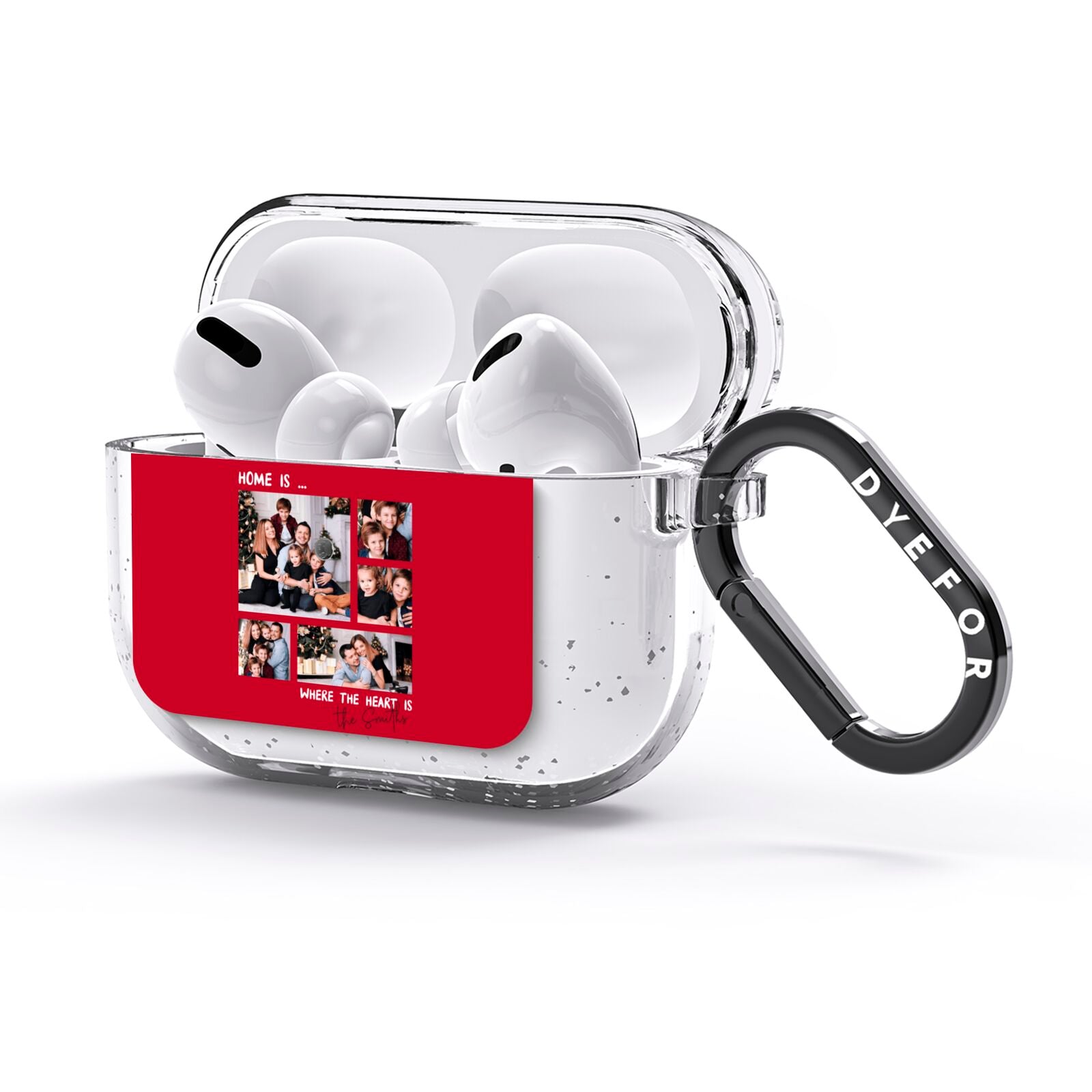 Christmas Family Photo Personalised AirPods Glitter Case 3rd Gen Side Image
