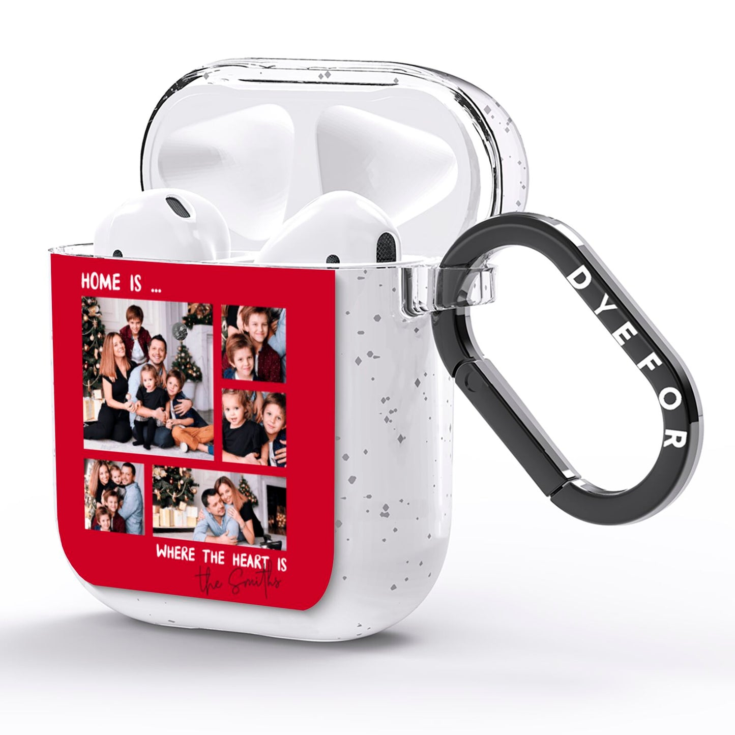 Christmas Family Photo Personalised AirPods Glitter Case Side Image
