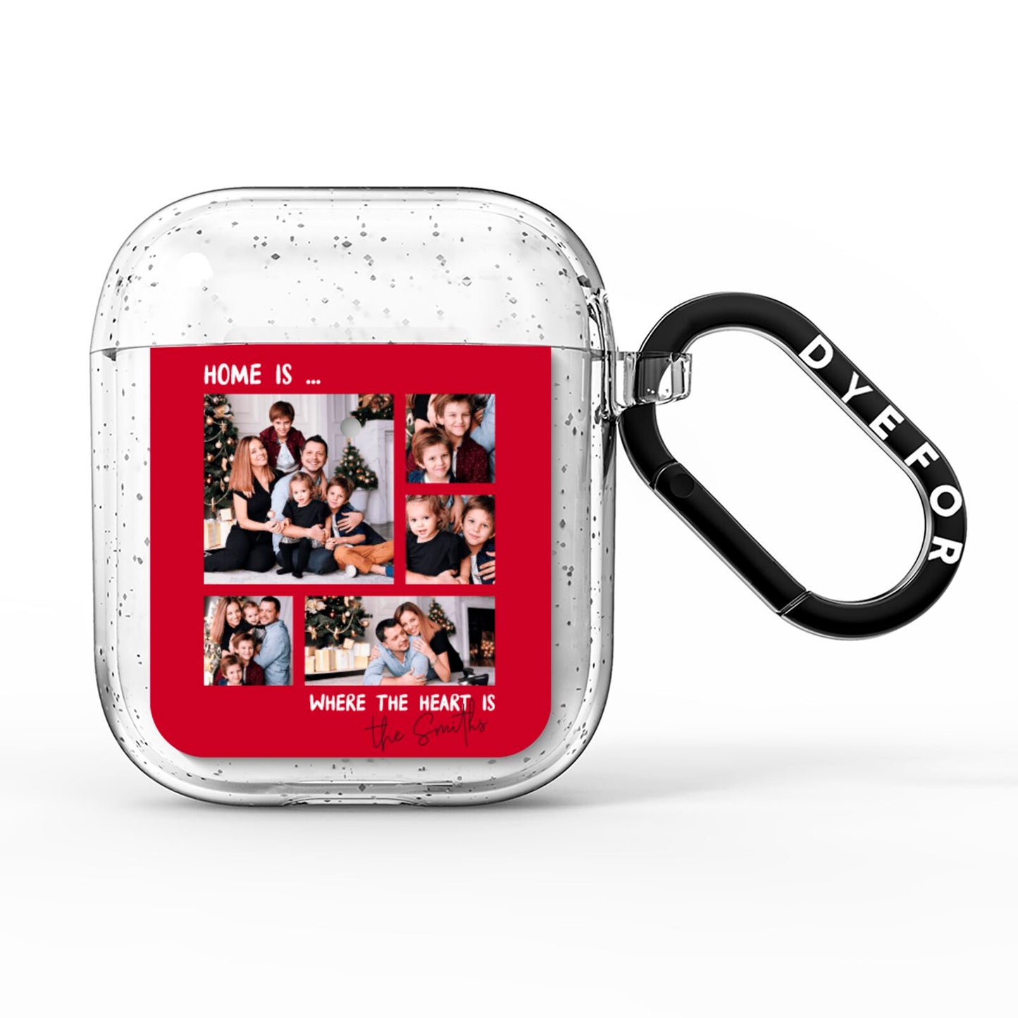 Christmas Family Photo Personalised AirPods Glitter Case