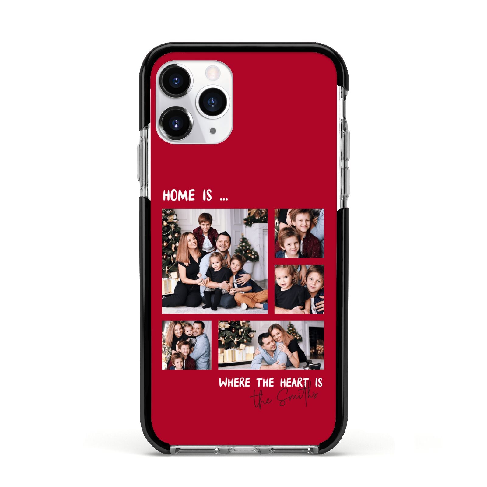 Christmas Family Photo Personalised Apple iPhone 11 Pro in Silver with Black Impact Case