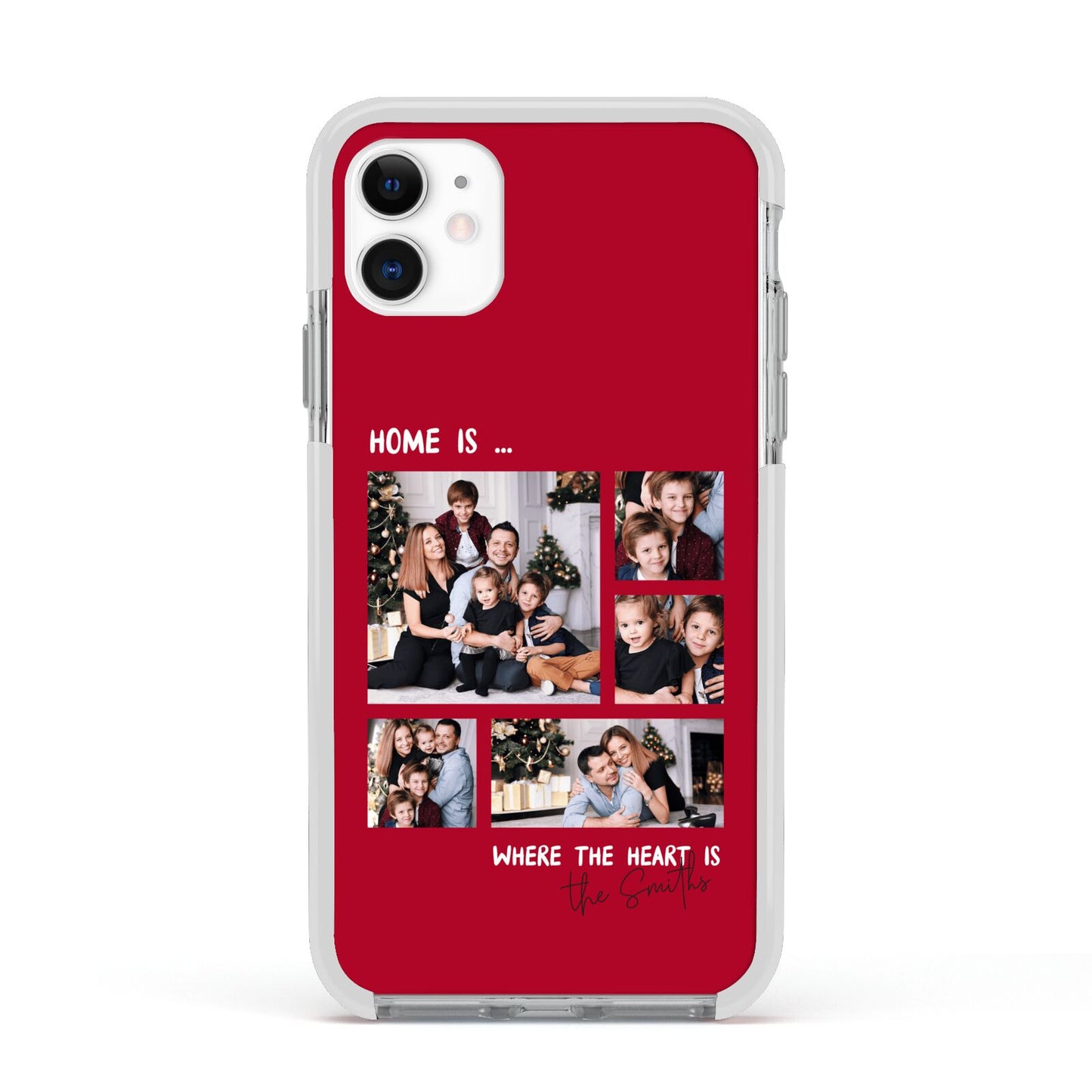 Christmas Family Photo Personalised Apple iPhone 11 in White with White Impact Case