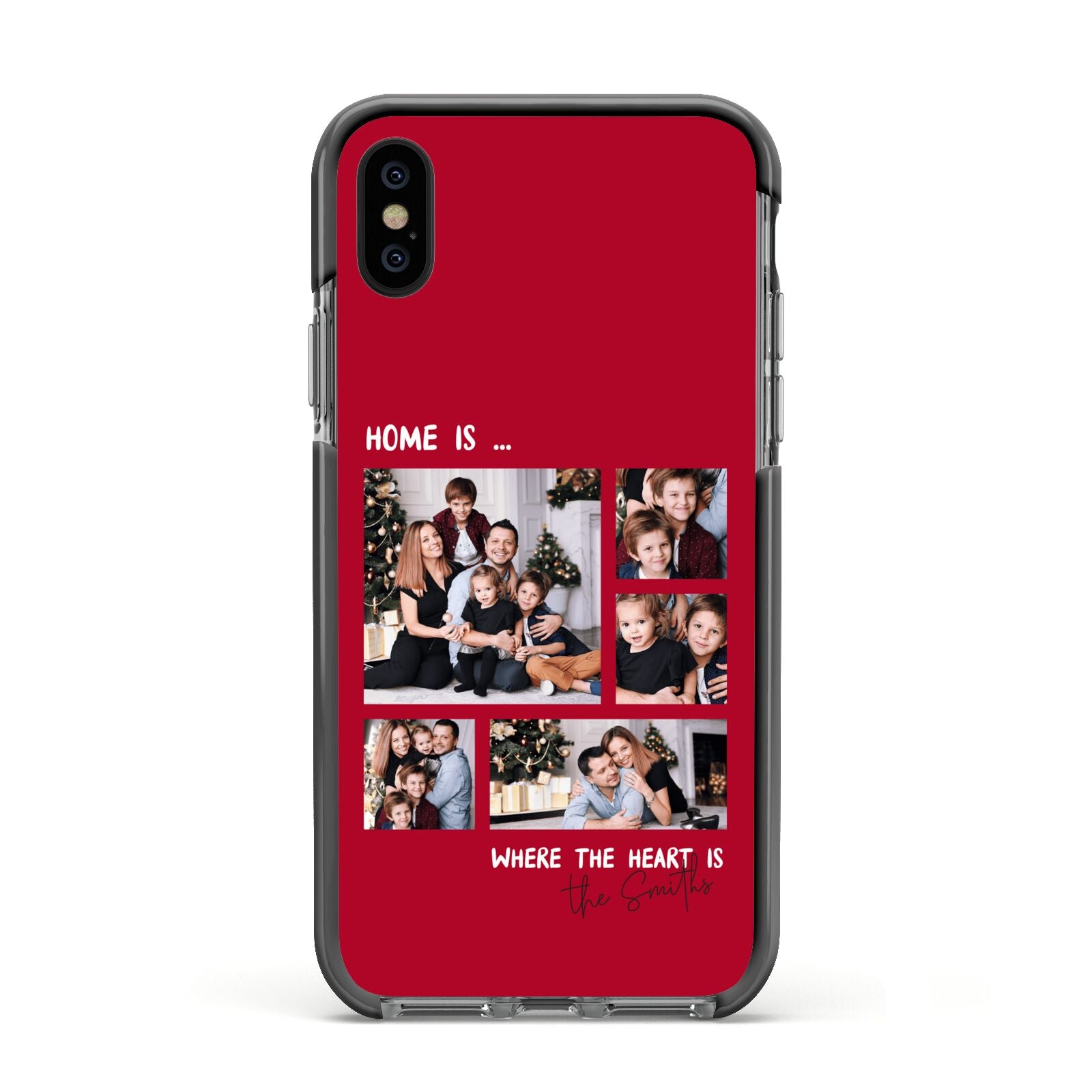 Christmas Family Photo Personalised Apple iPhone Xs Impact Case Black Edge on Black Phone