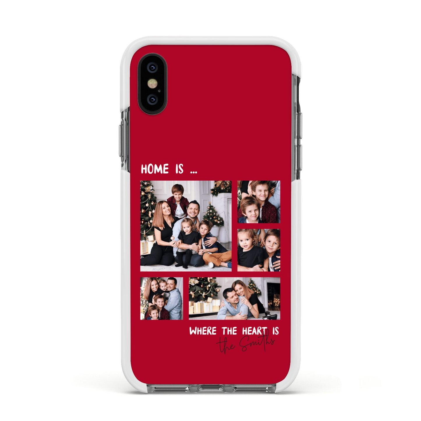 Christmas Family Photo Personalised Apple iPhone Xs Impact Case White Edge on Black Phone