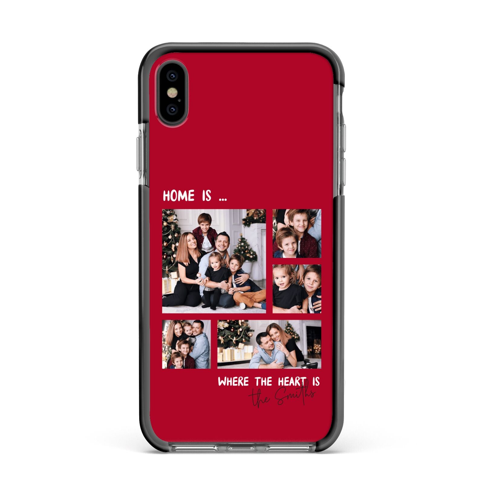 Christmas Family Photo Personalised Apple iPhone Xs Max Impact Case Black Edge on Black Phone