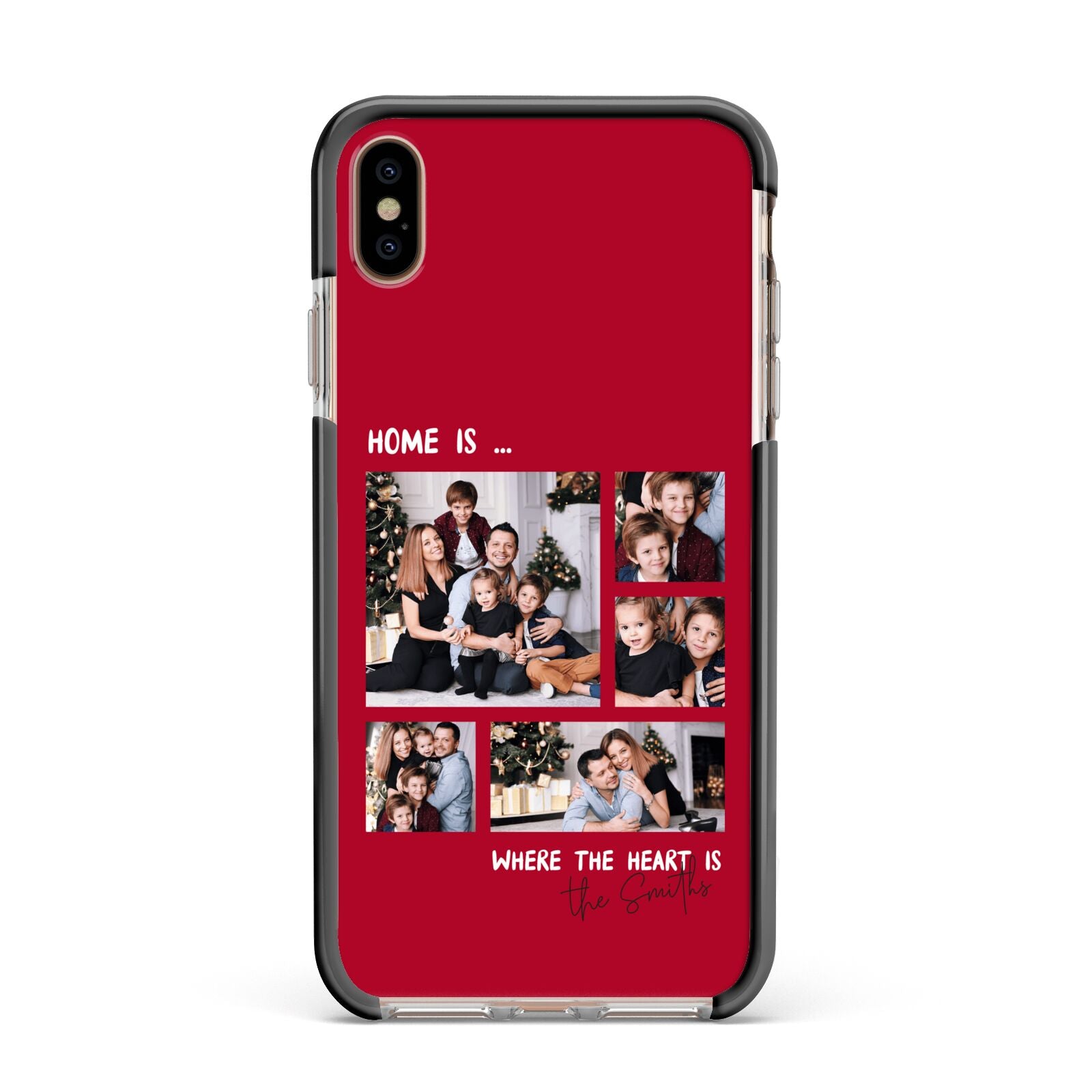 Christmas Family Photo Personalised Apple iPhone Xs Max Impact Case Black Edge on Gold Phone