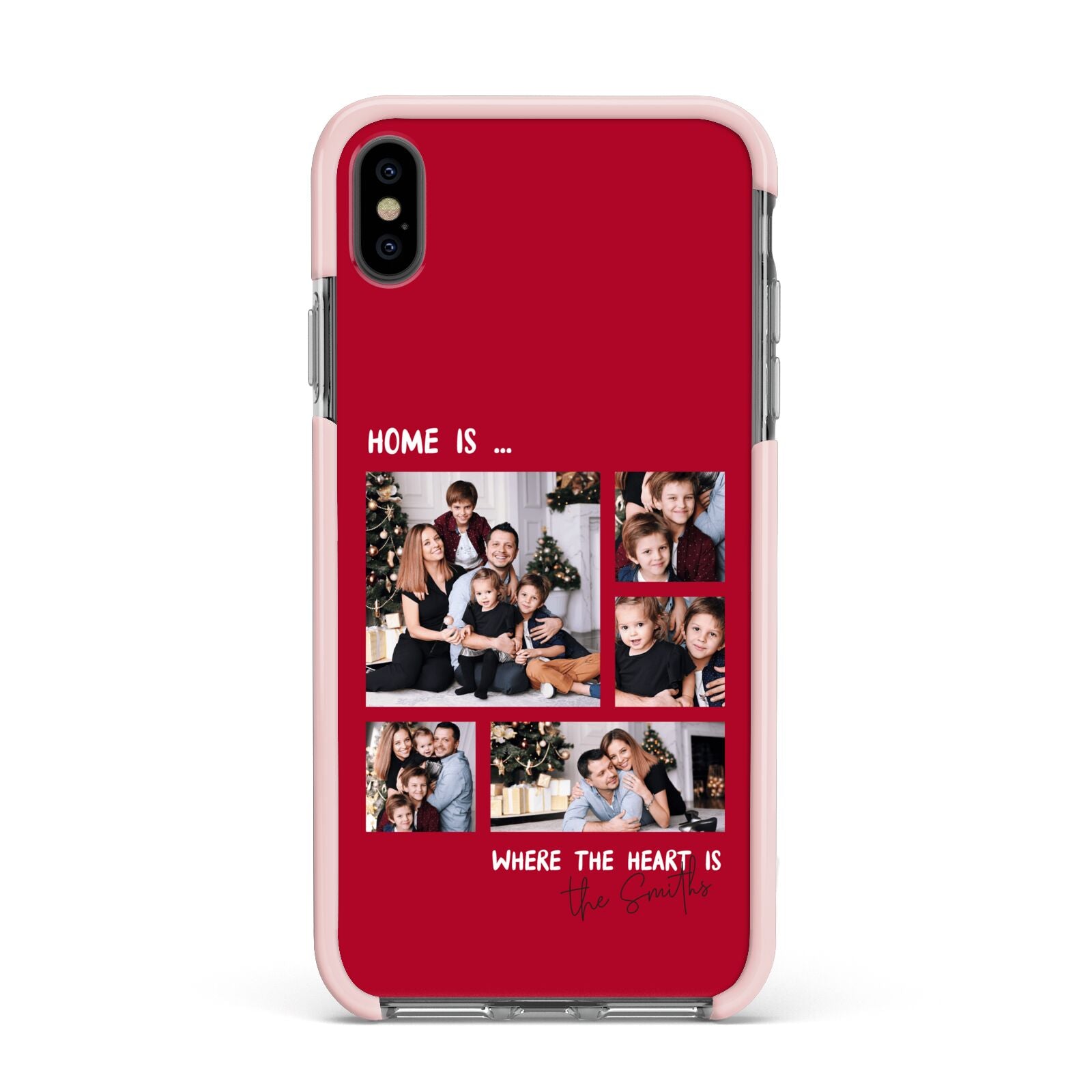 Christmas Family Photo Personalised Apple iPhone Xs Max Impact Case Pink Edge on Black Phone