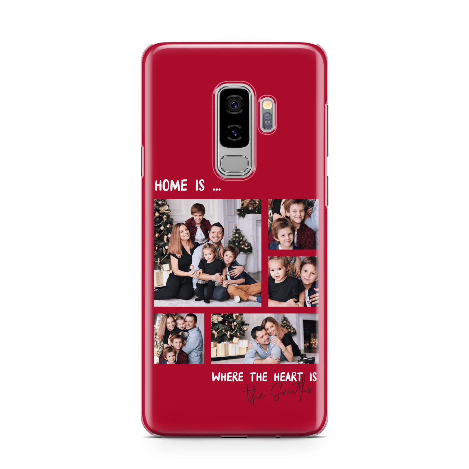 Christmas Family Photo Personalised Samsung Galaxy S9 Plus Case on Silver phone