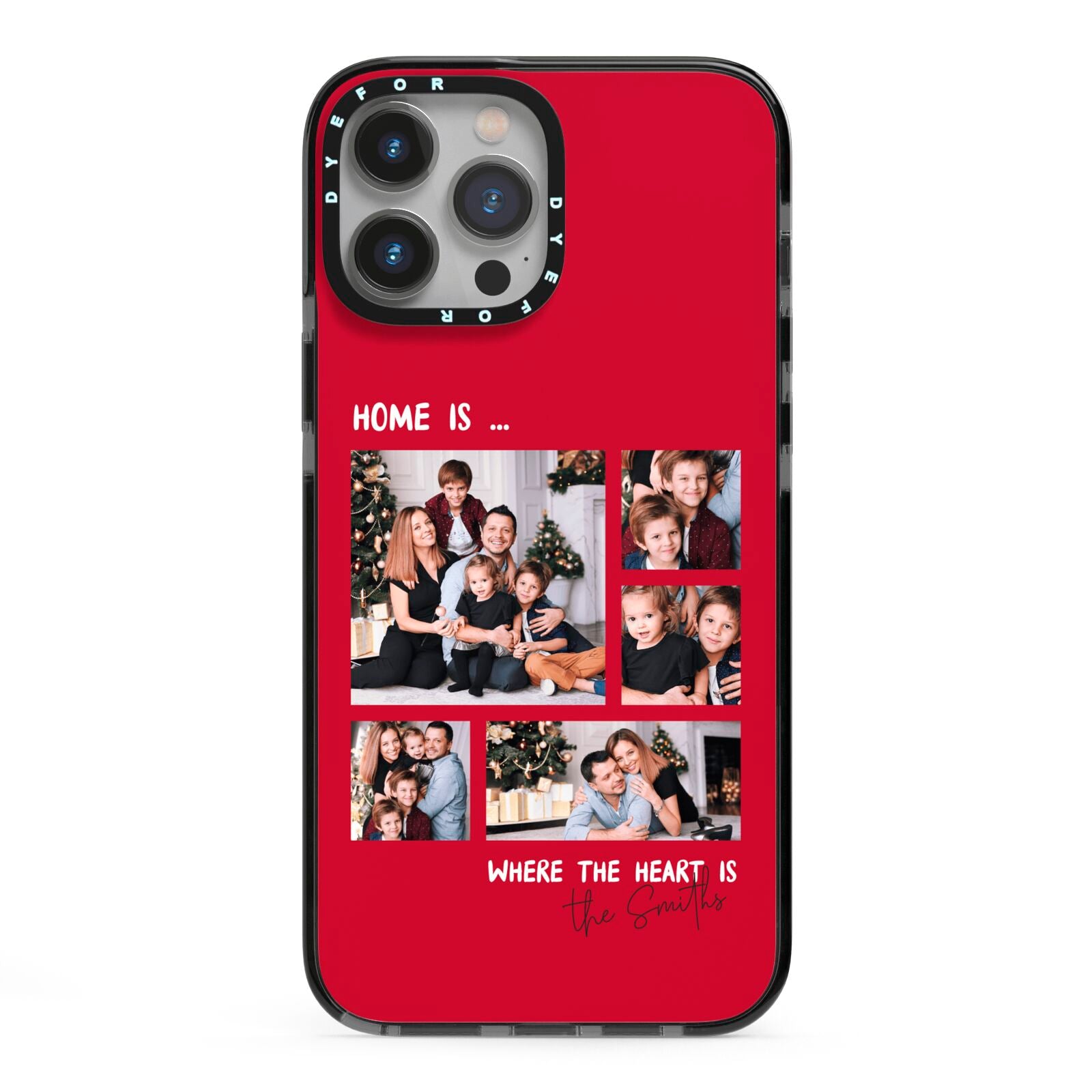 Christmas Family Photo Personalised iPhone 13 Pro Max Black Impact Case on Silver phone