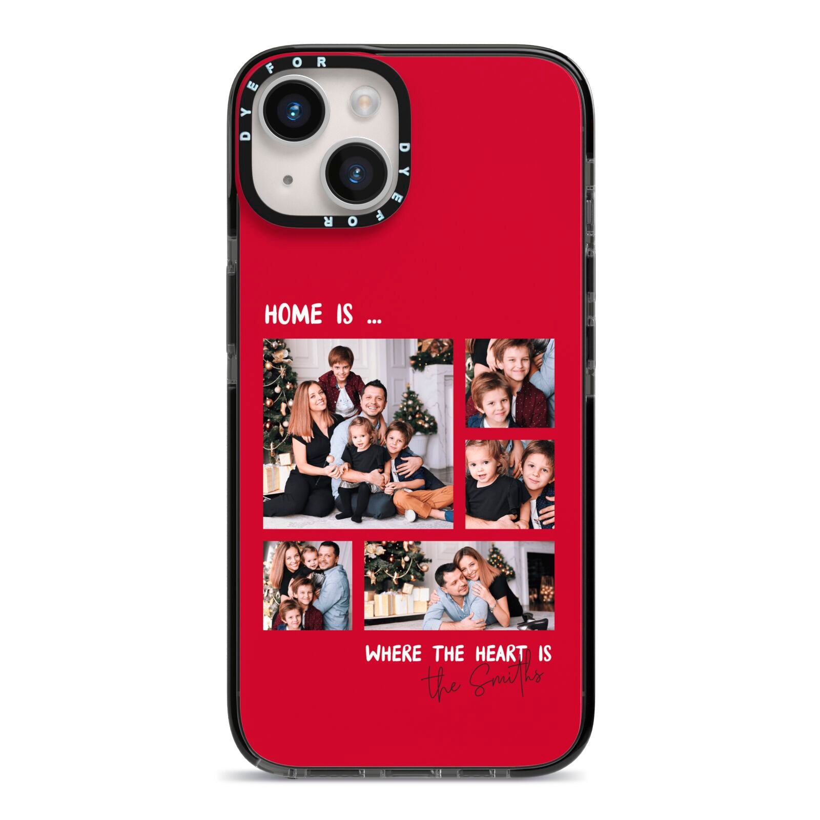 Christmas Family Photo Personalised iPhone 14 Black Impact Case on Silver phone