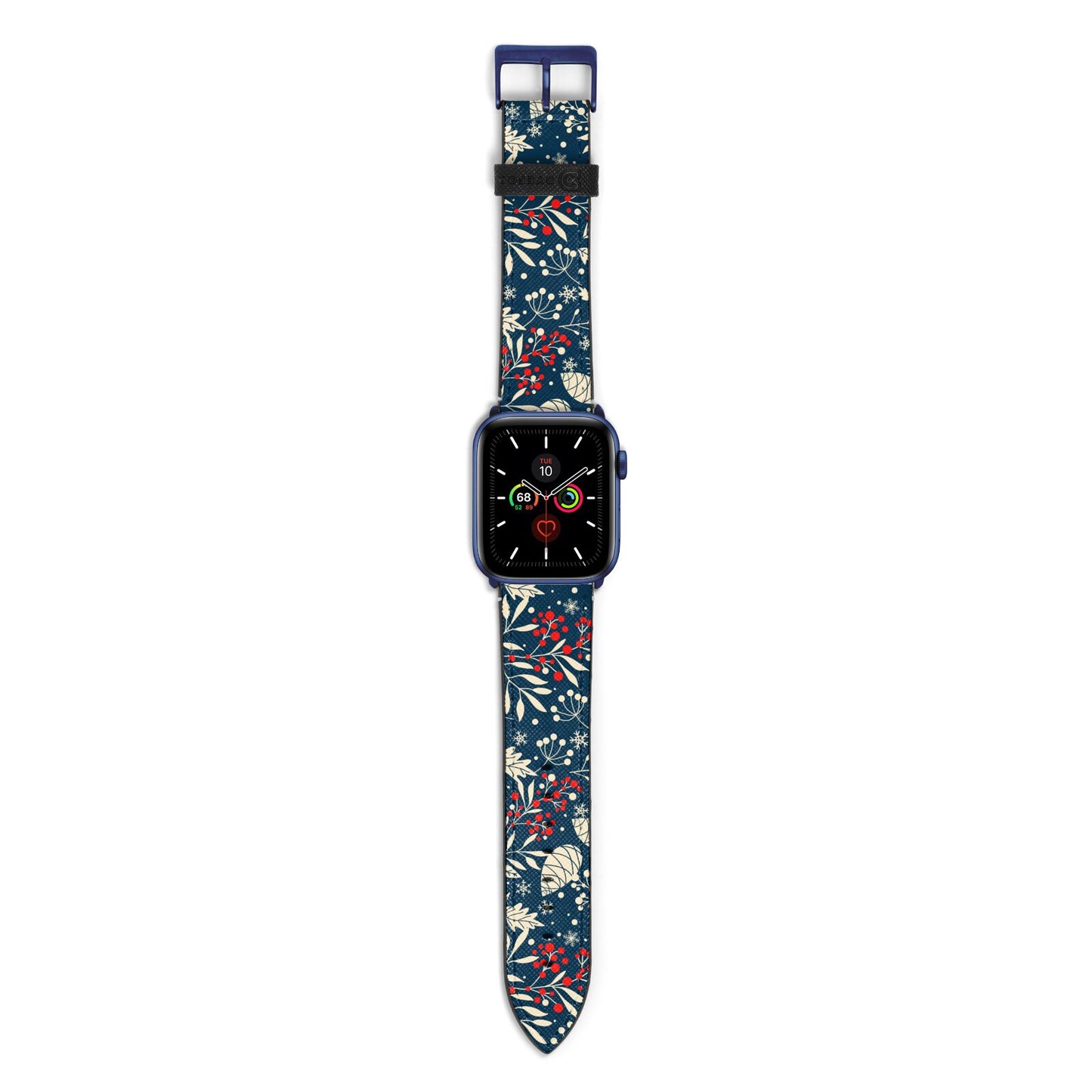 Christmas Floral Apple Watch Strap with Blue Hardware