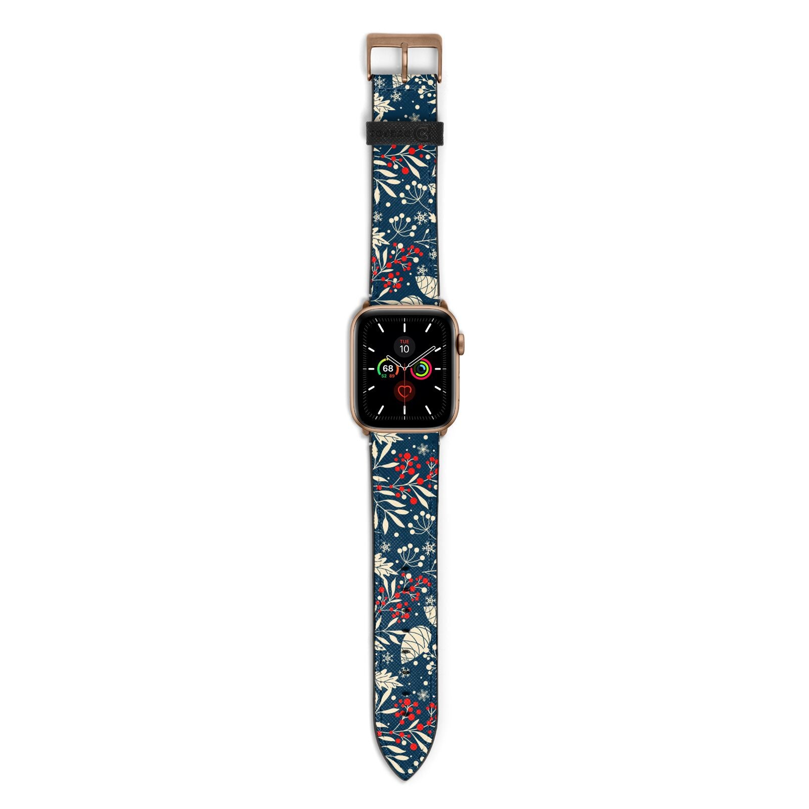 Christmas Floral Apple Watch Strap with Gold Hardware