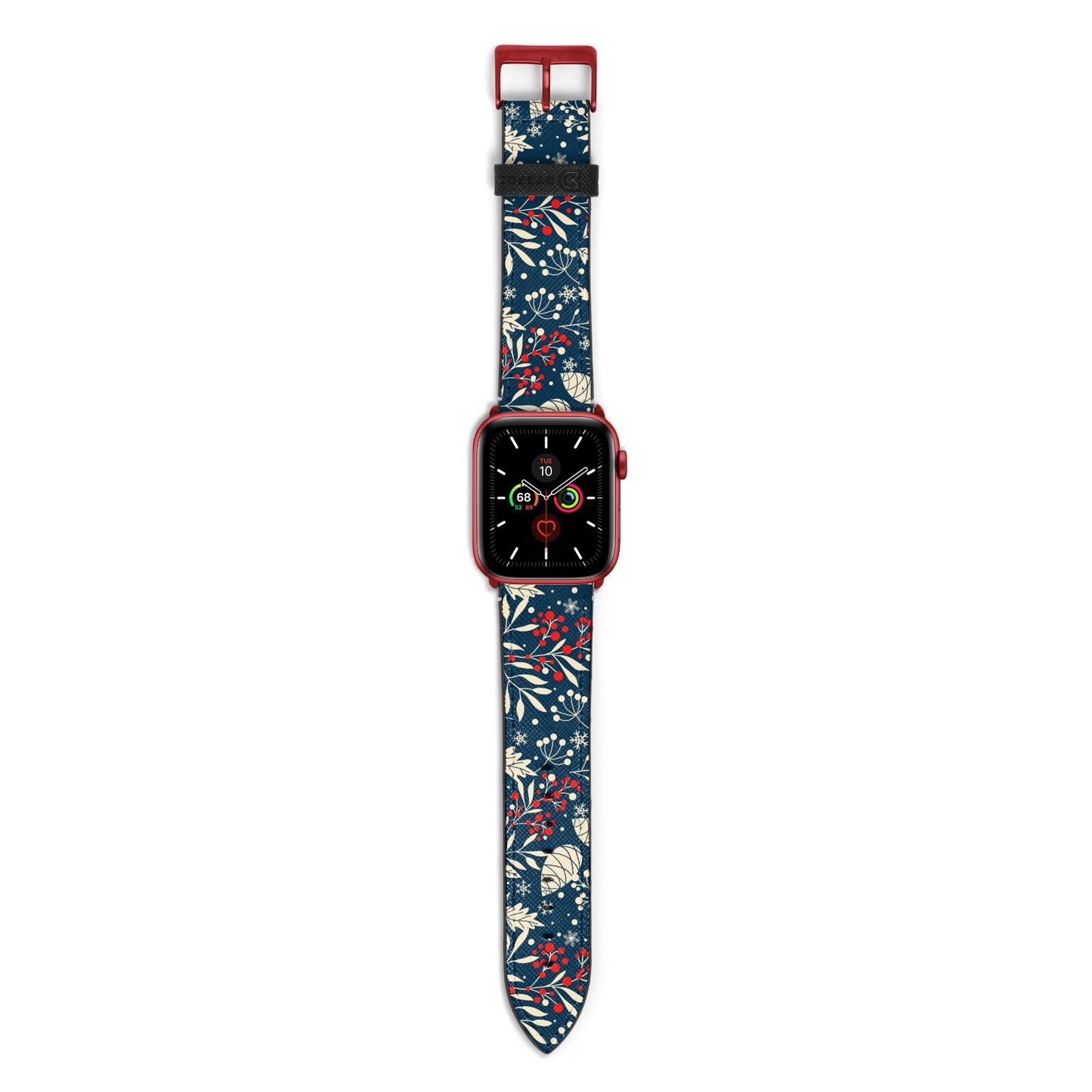 Christmas Floral Apple Watch Strap with Red Hardware